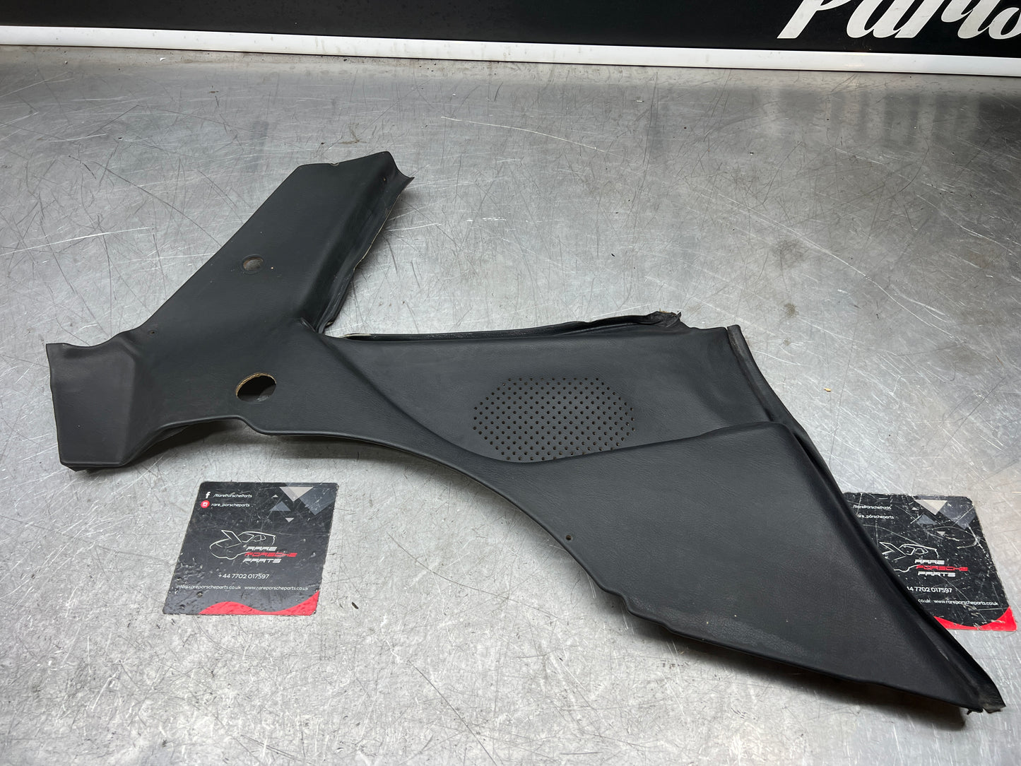 Porsche 944 black rear interior C Post trim card left side. Quarter panel trim used 944555021