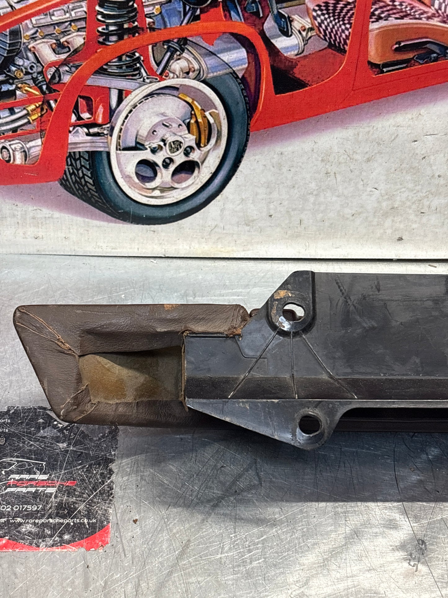 Porsche 928 brown door armrest, right, off side, 92855510203, used