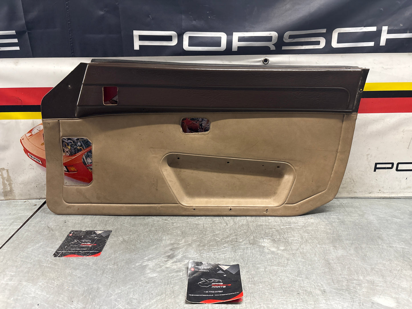 Porsche 924 brown/beige electric window door card, right, off side 477867012 used