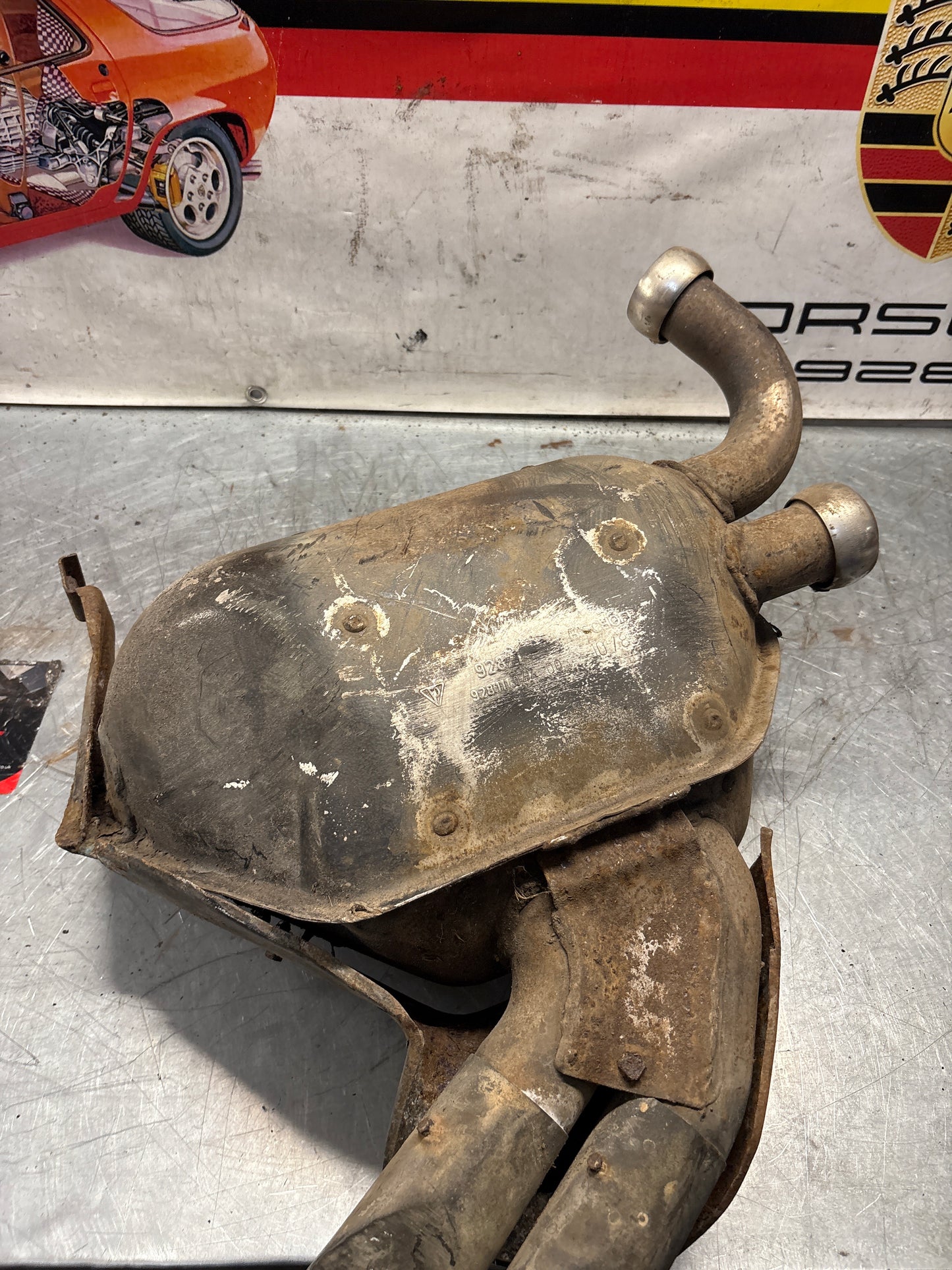 Porsche 928 exhaust final silencer, used 92811104400