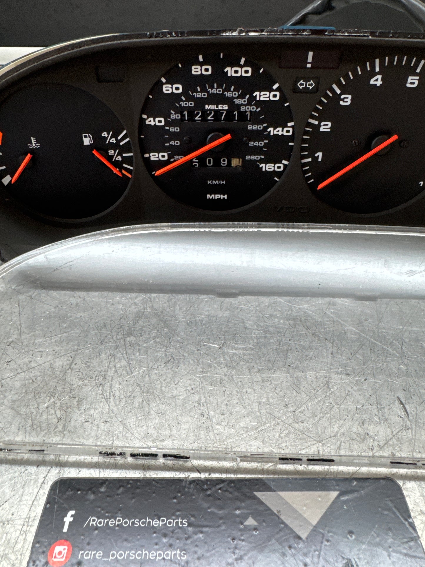 Porsche 944 dash clock binnacle pod speedometer, automatic 94564131107 122711 miles, spares or repair