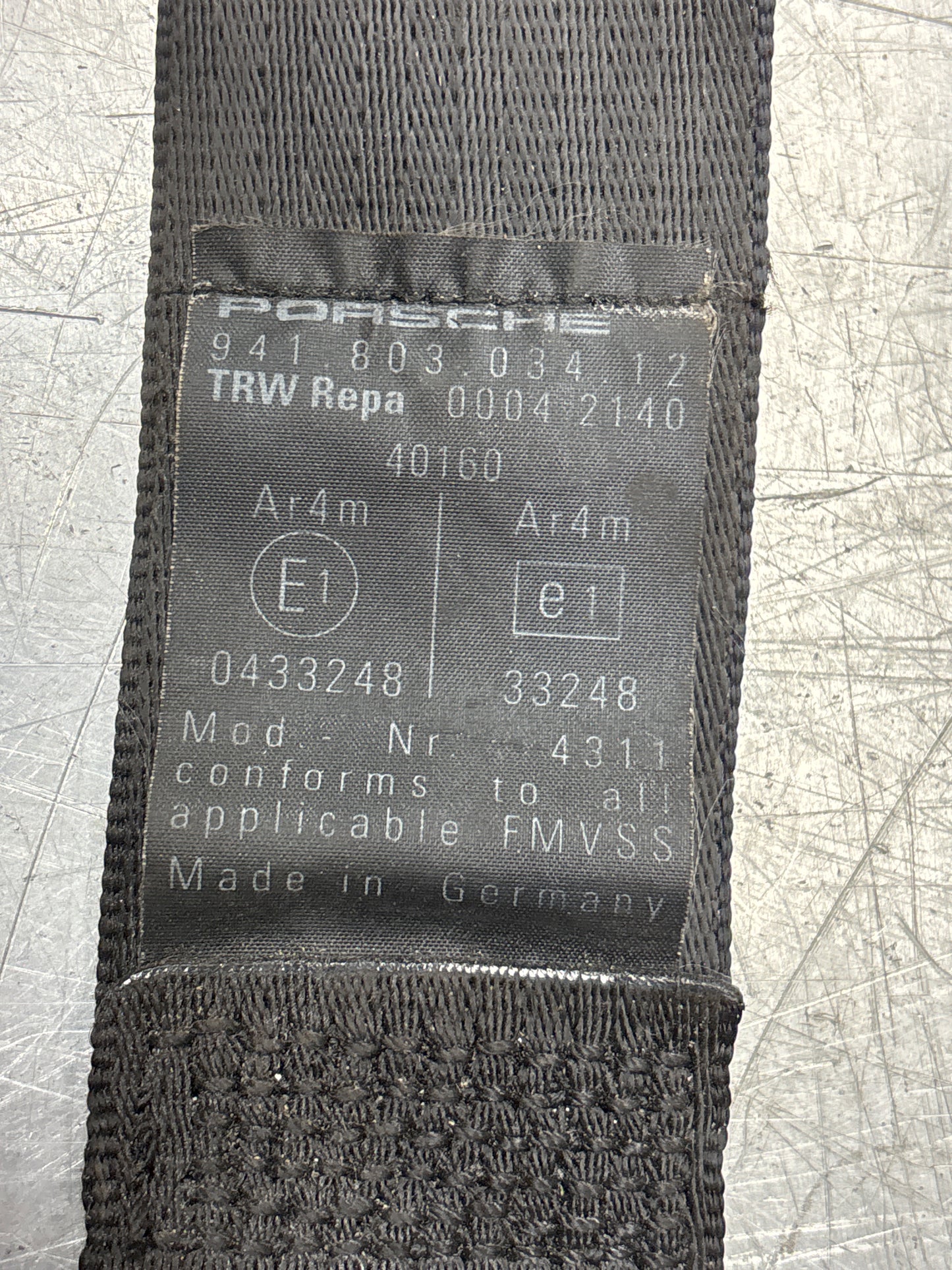 Porsche 944 Convertible Cabrio front right O/S seat belt 94180303412, used