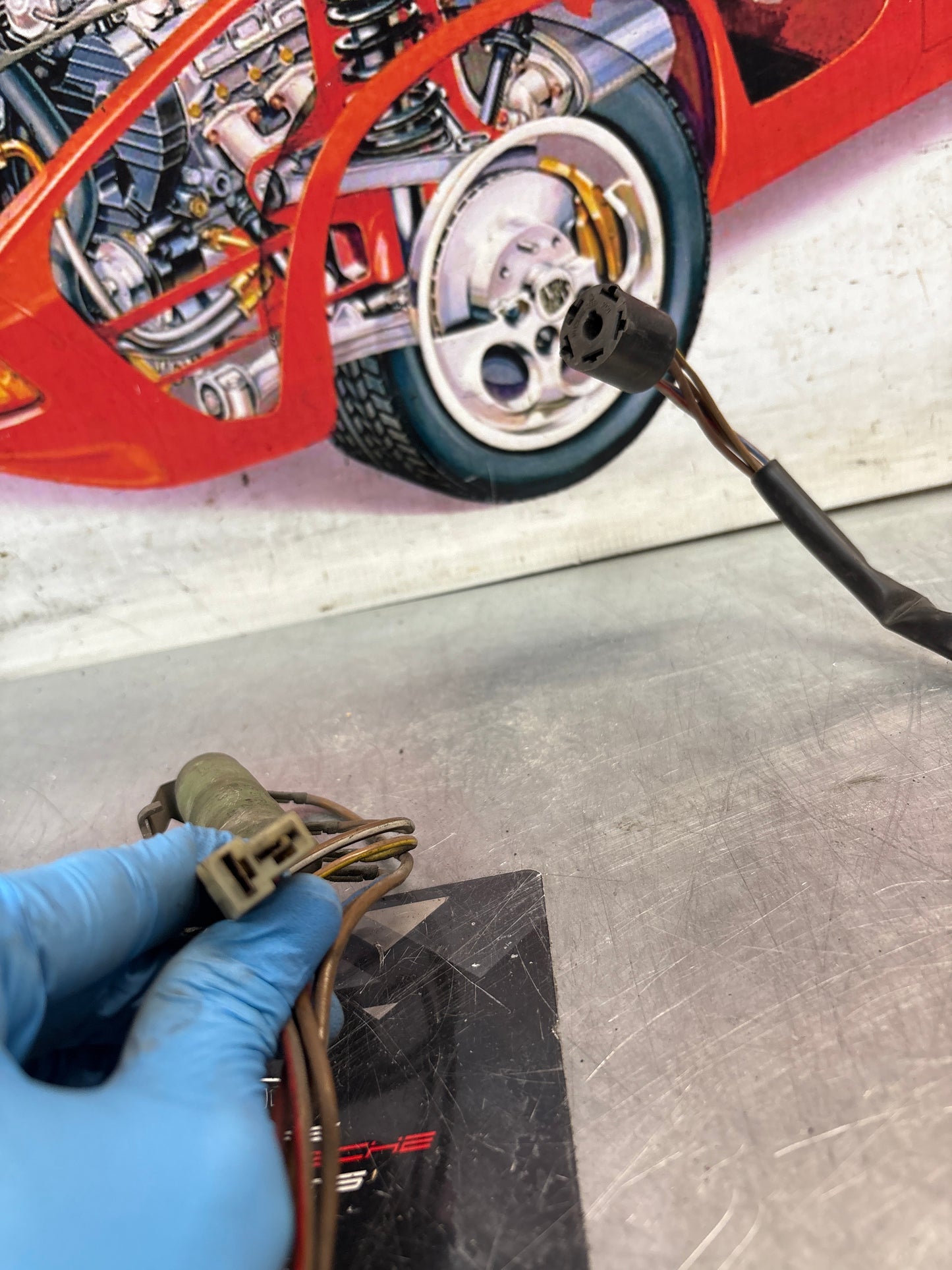 Porsche 924 944 fan motor resistor with wiring loom complete, 477959535 477971281 used