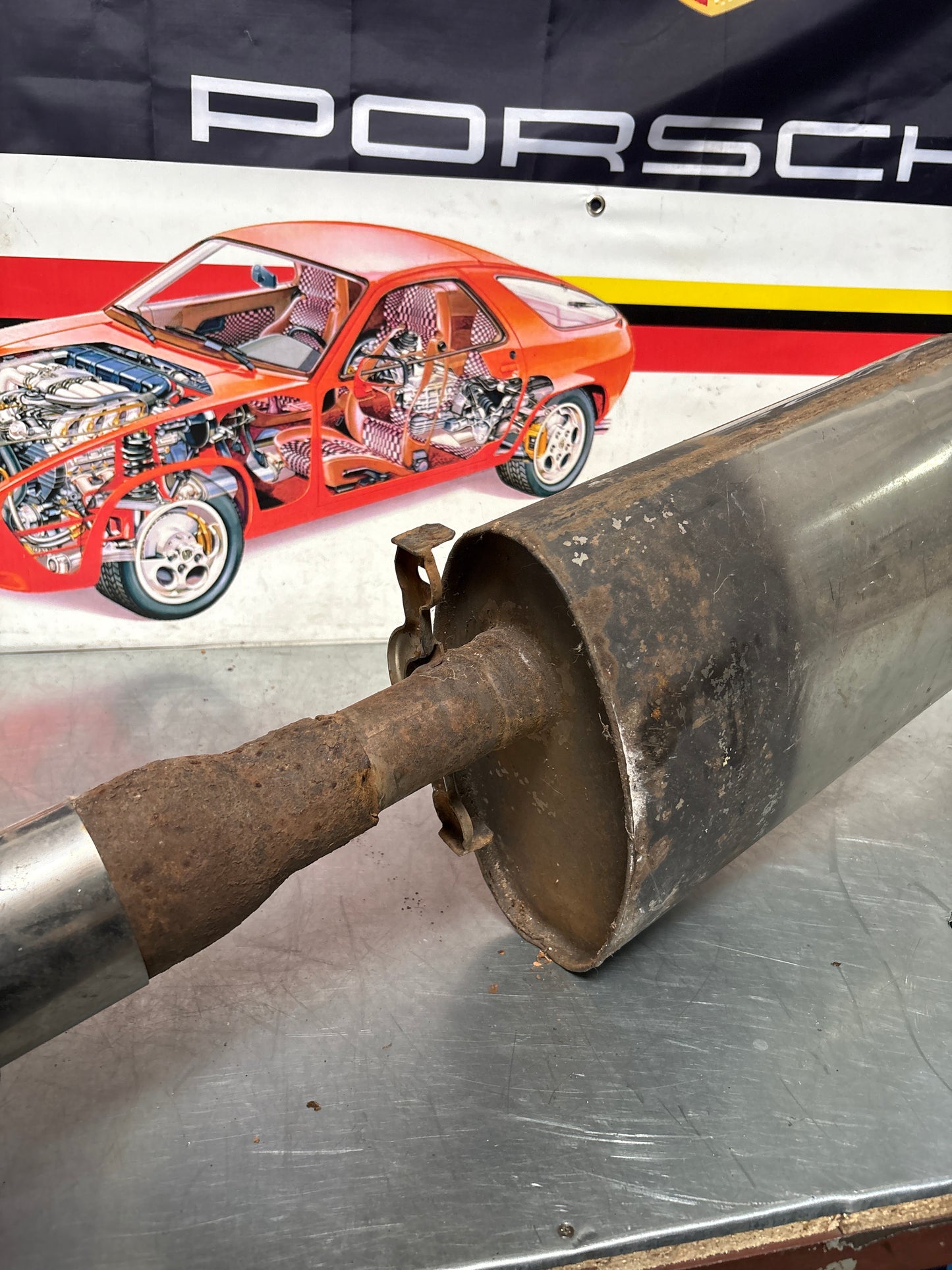 Porsche 944 S S2 genuine exhaust system rear muffler, used 94411104103