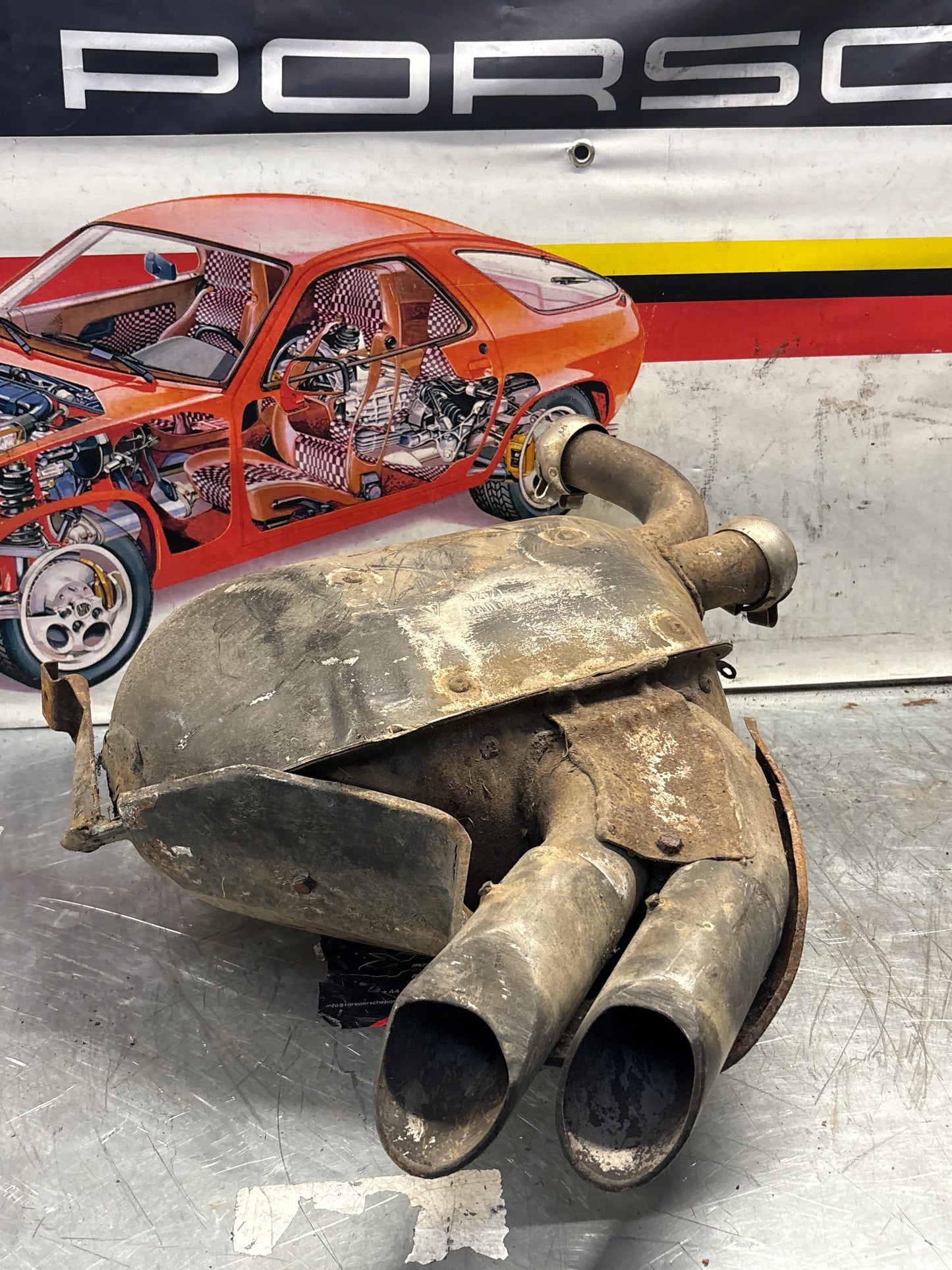 Porsche 928 exhaust final silencer, used 92811104400