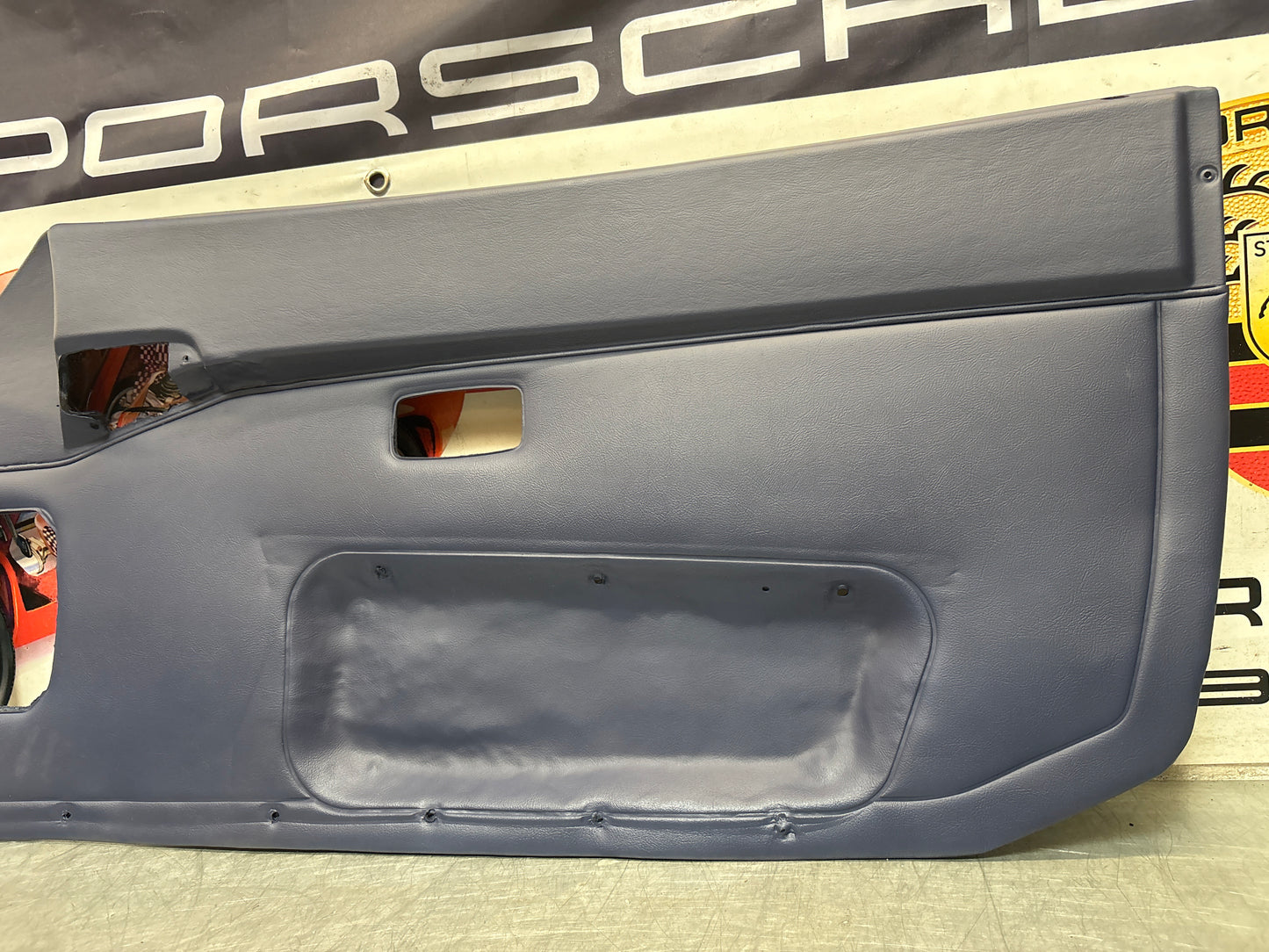 Porsche 944 blue door card, right  94455501801 refurbished, repainted.