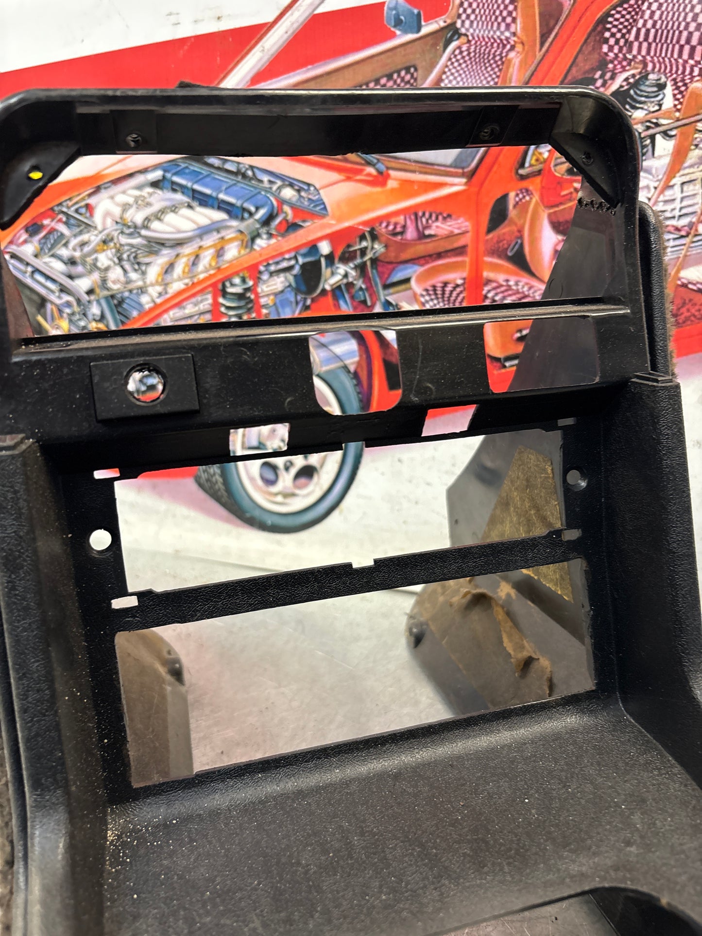 Porsche 924 centre console black, no switch holes 477857951  used