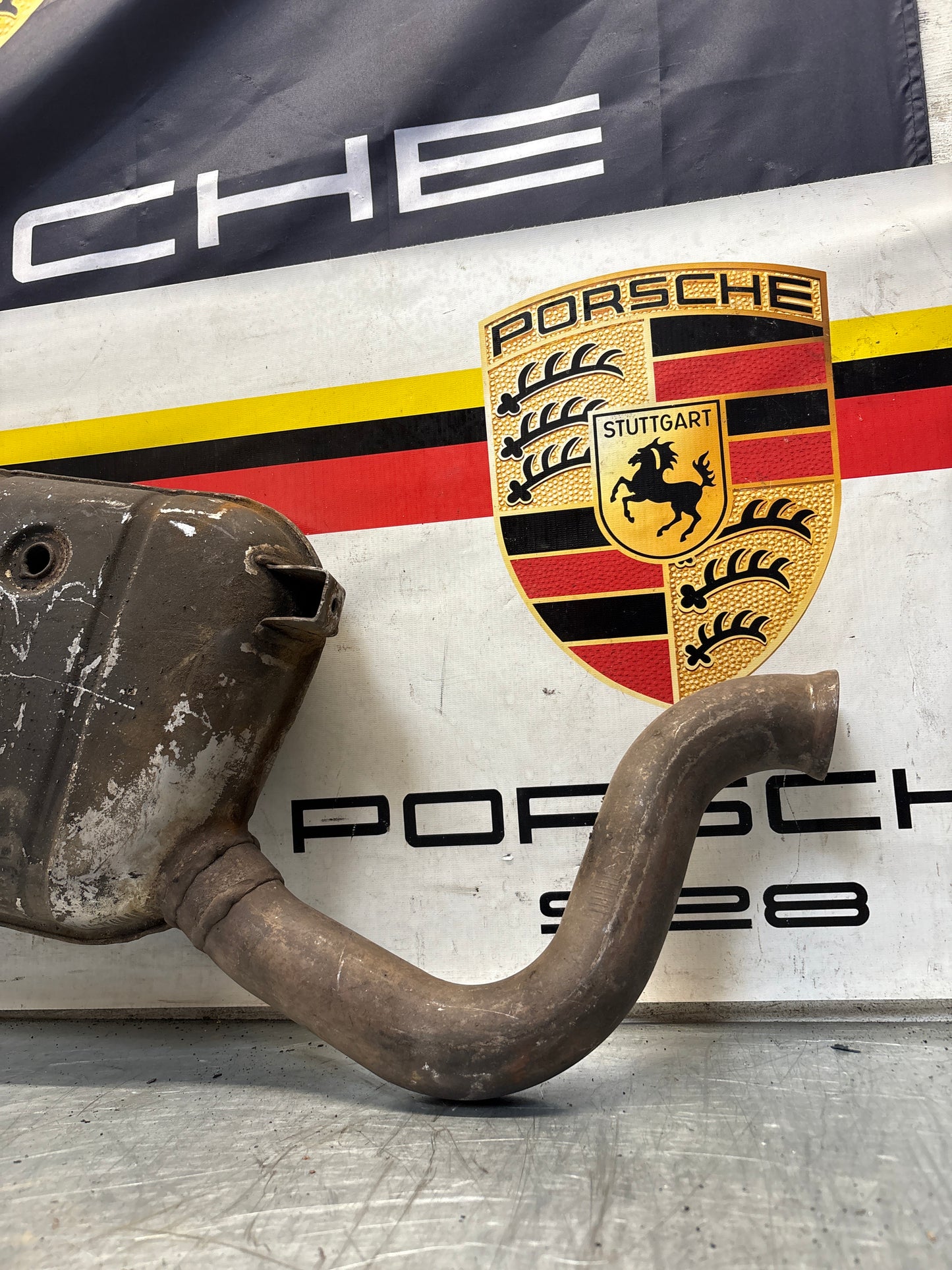 Porsche 928 Left side silencer, used 92811109302
