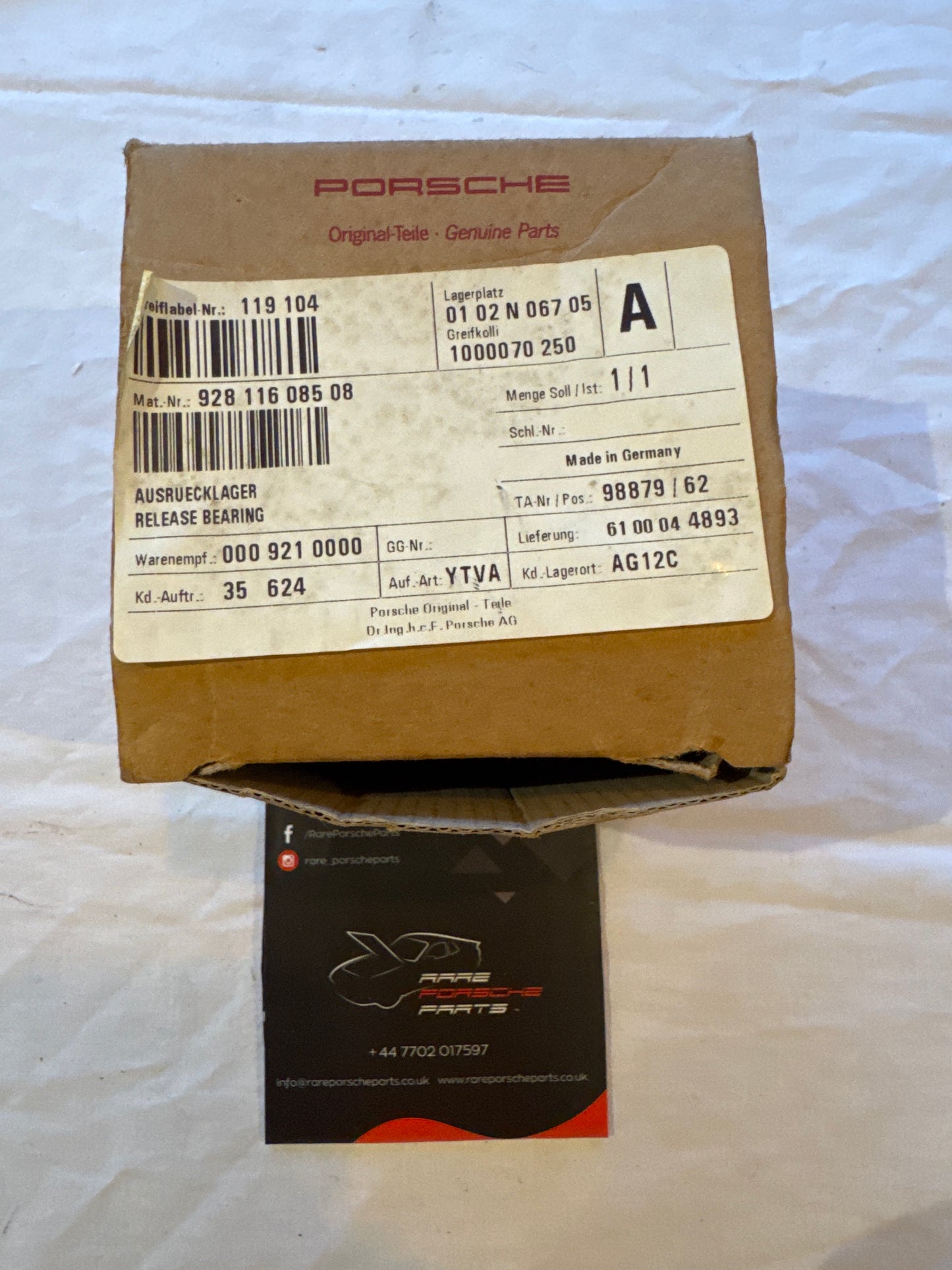 Porsche 928 clutch release bearing 92811608508 NOS