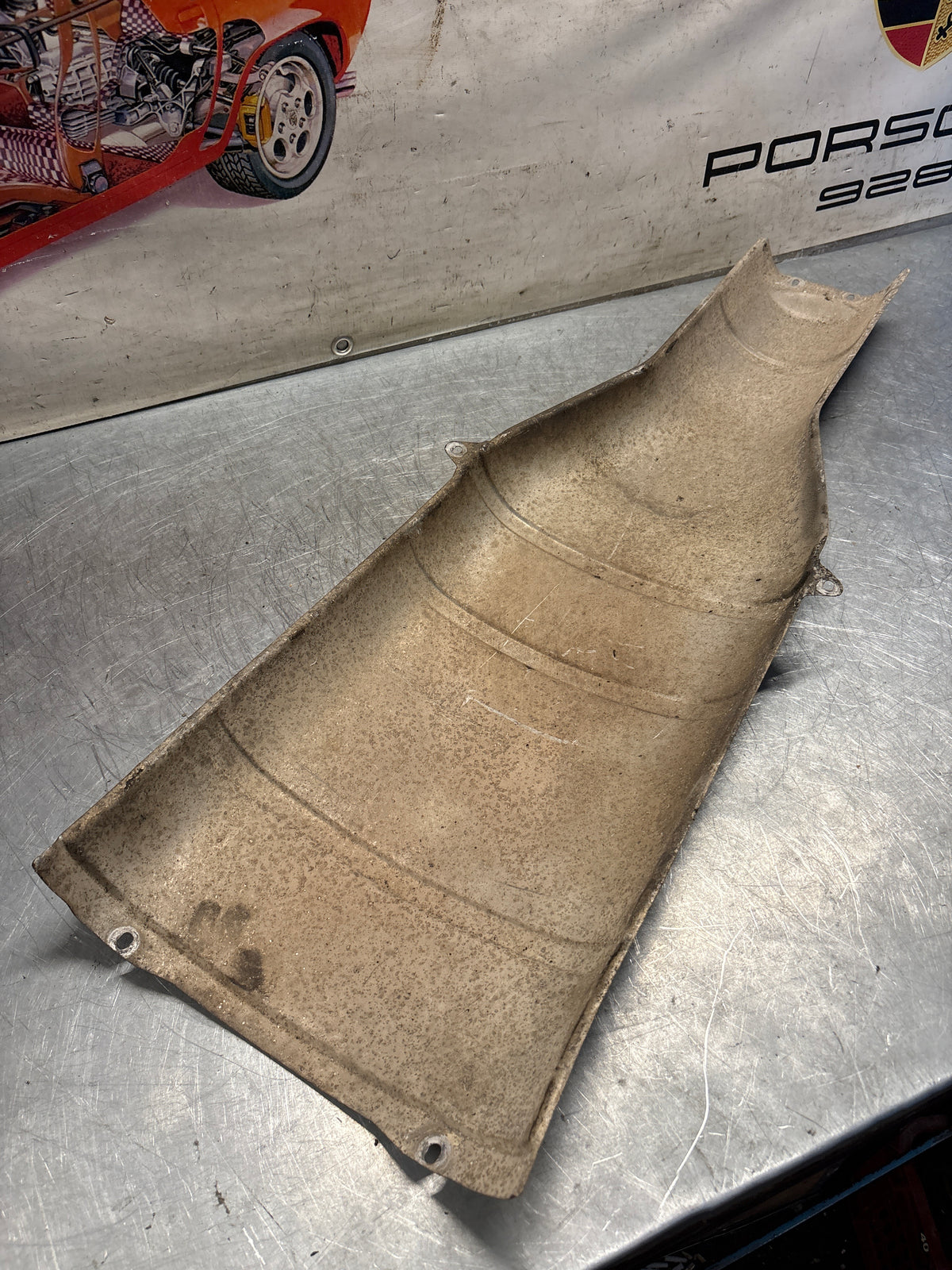 Porsche 928 heat protection plate,  92850492503, used