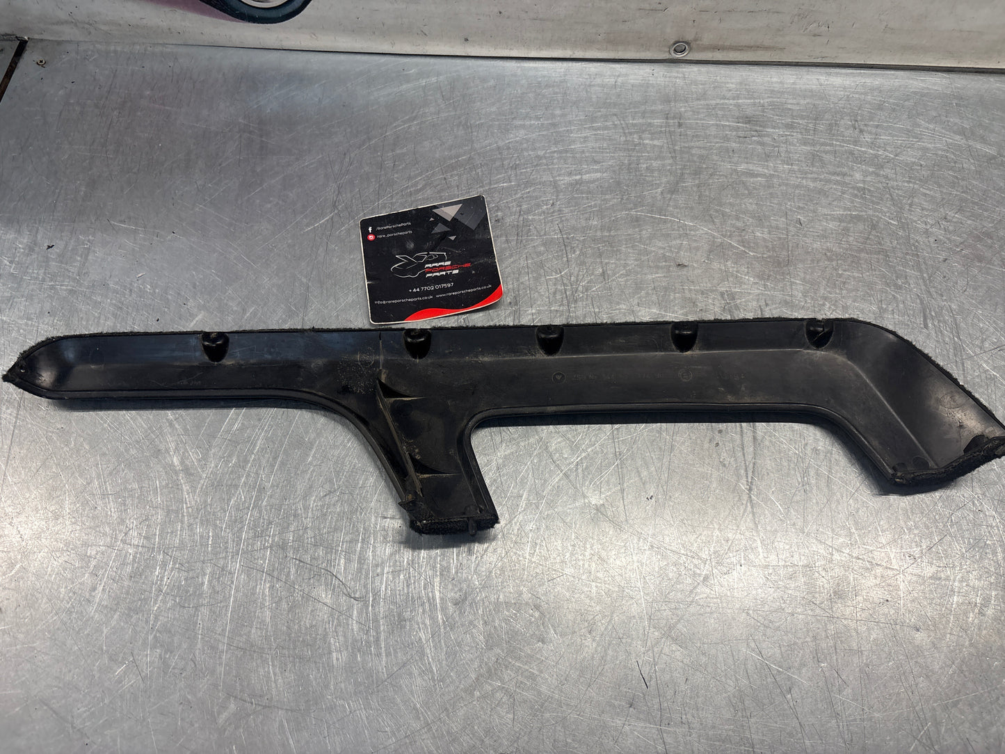 Porsche 944 right front door carpeted lower pocket, black, used 94455527400