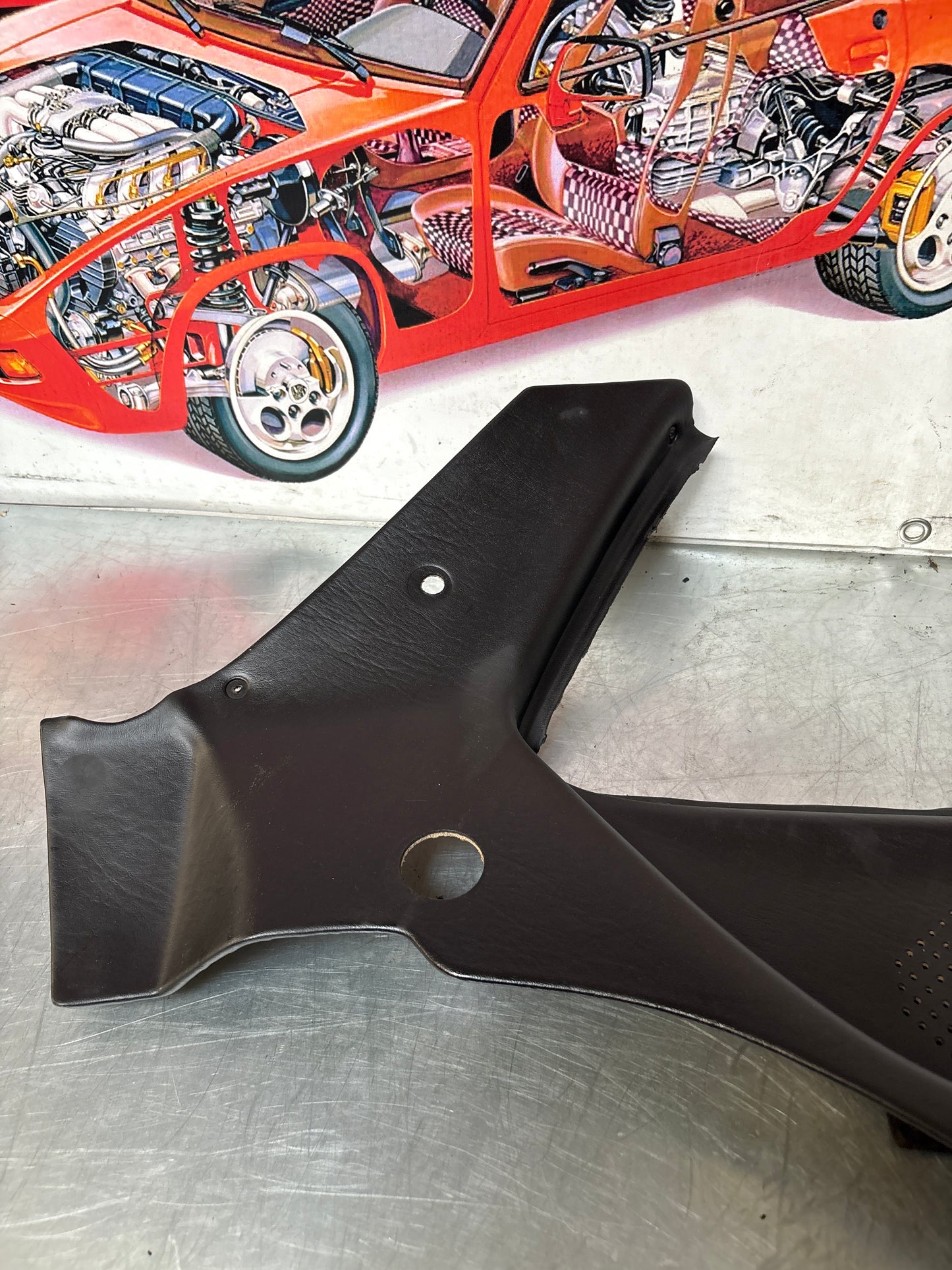 Porsche 944 924 black left rear interior C Post trim /card . Quarter panel trim used, 94455502101