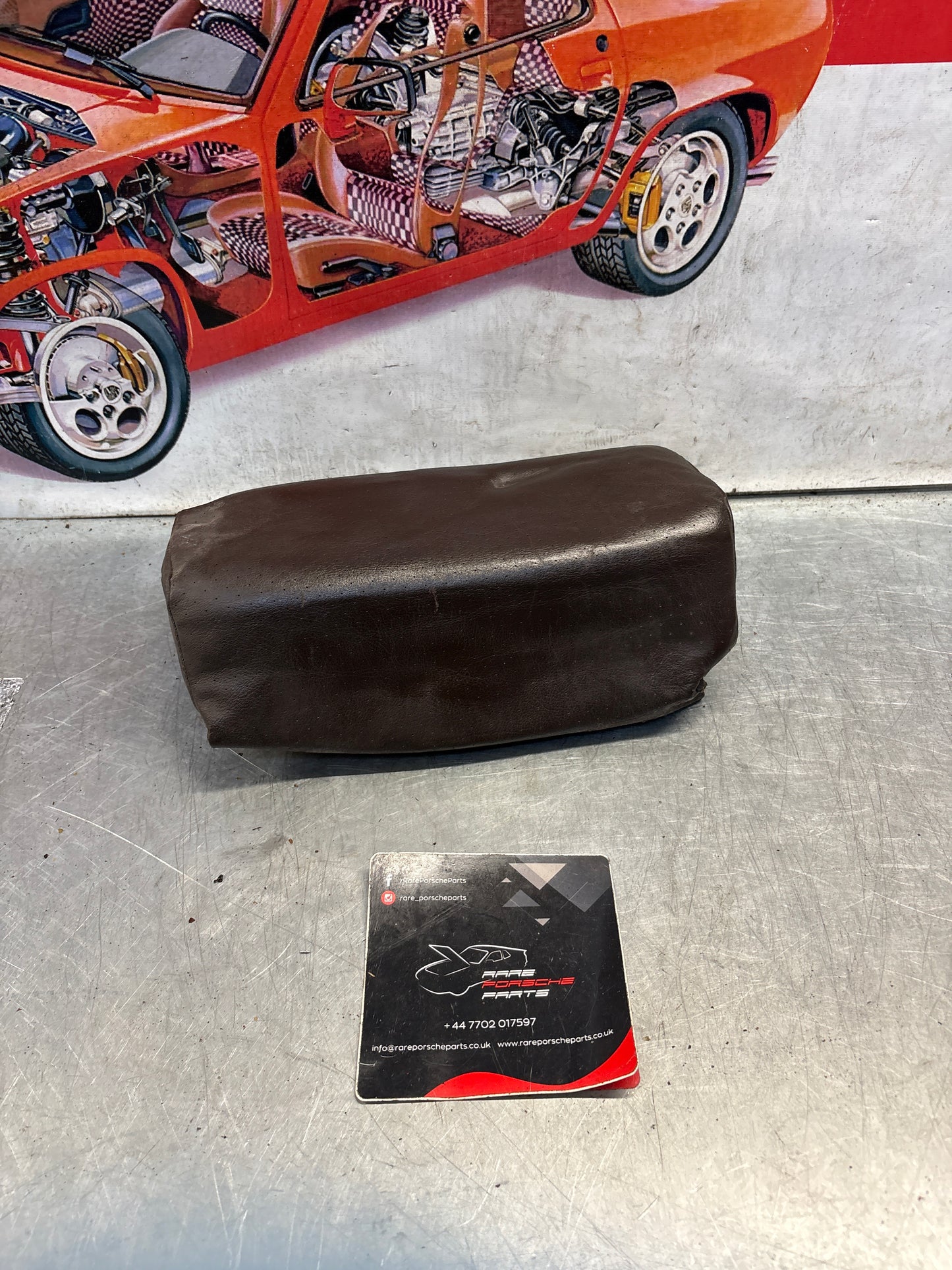 Porsche 928 rear right seat upper cushion, leather, brown, used 92852204650
