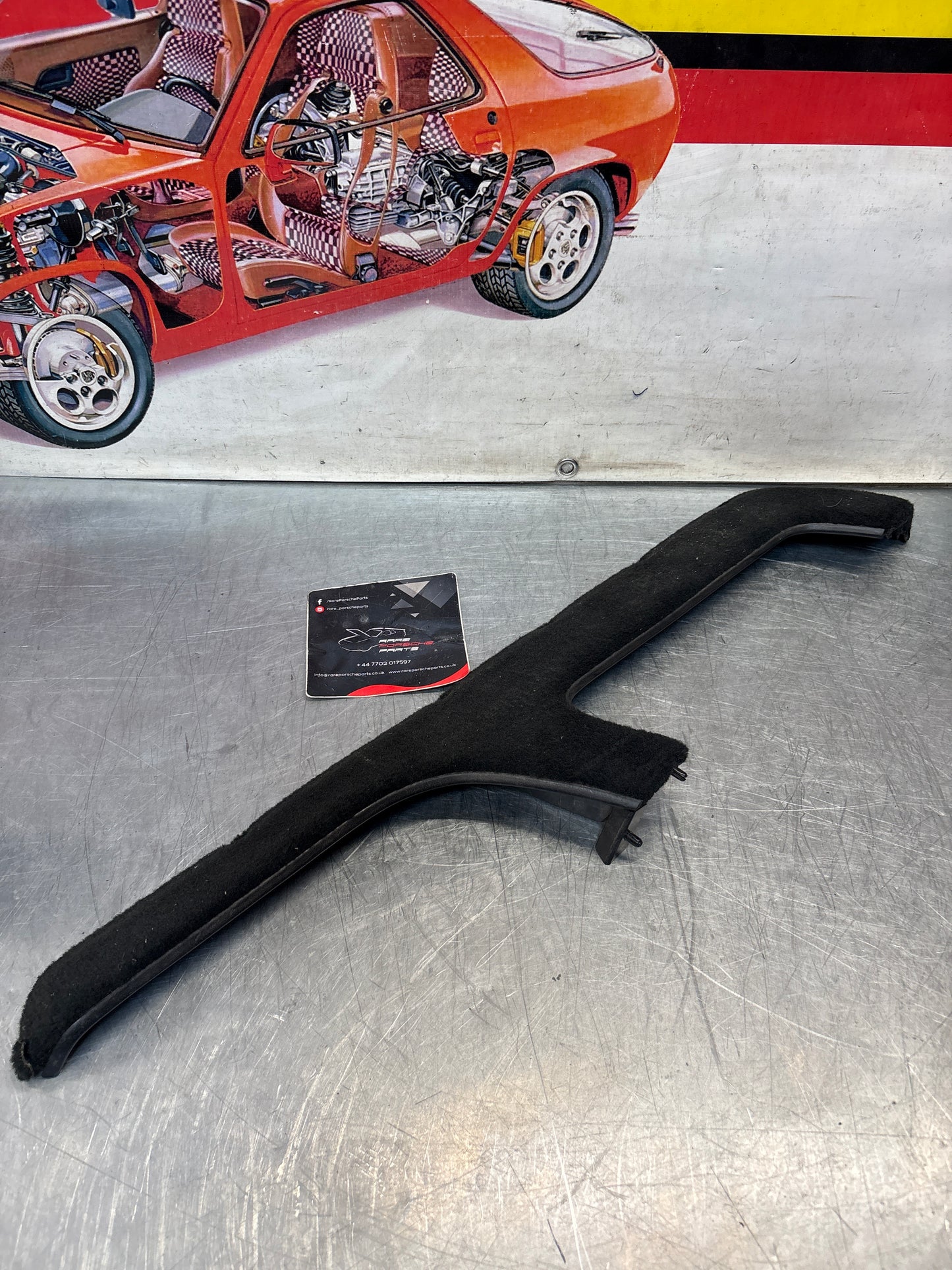 Porsche 944 Front Door Card Carpeted Lower Pocket 94455527300, black, used