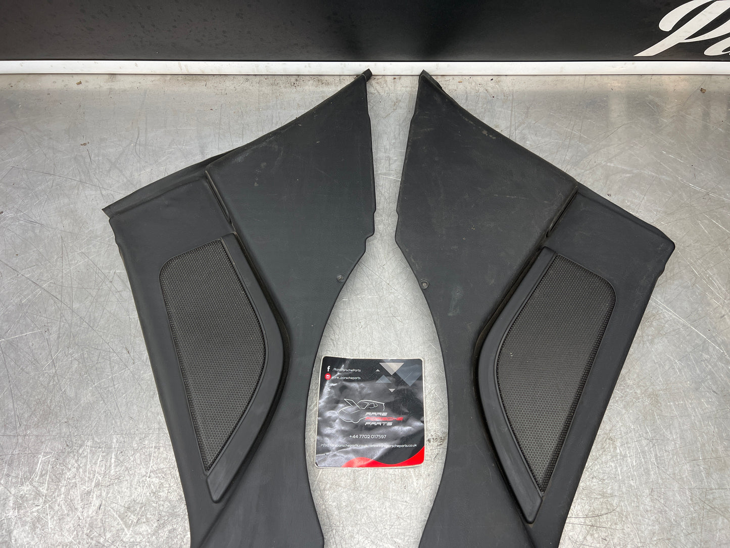 Porsche 944 Turbo S2 Black rear interior C Post trims/cards with M490 sound package, used 94455502113 / 94455502213