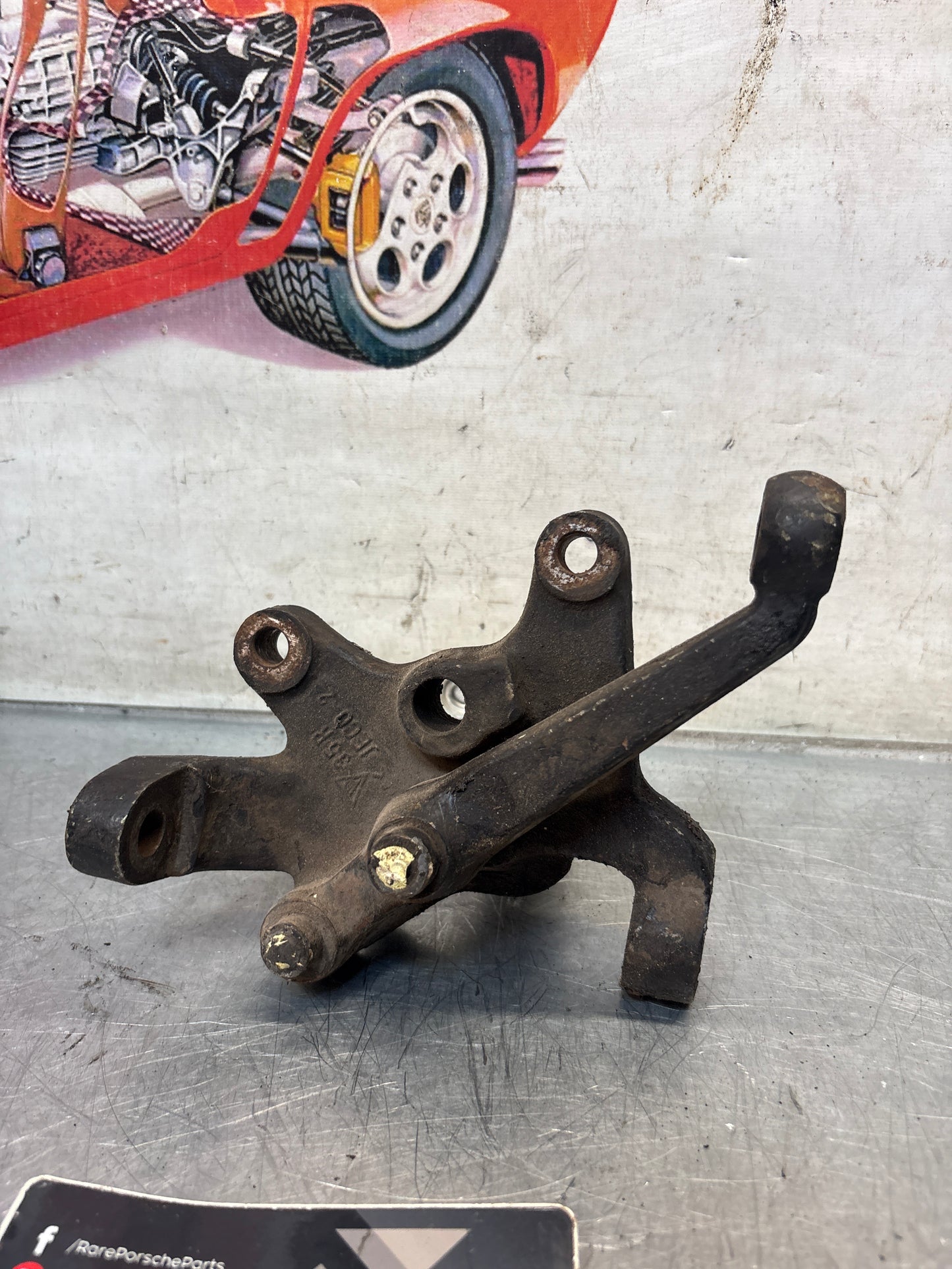 Porsche 928 right steering spindle knuckle, used 92834105813