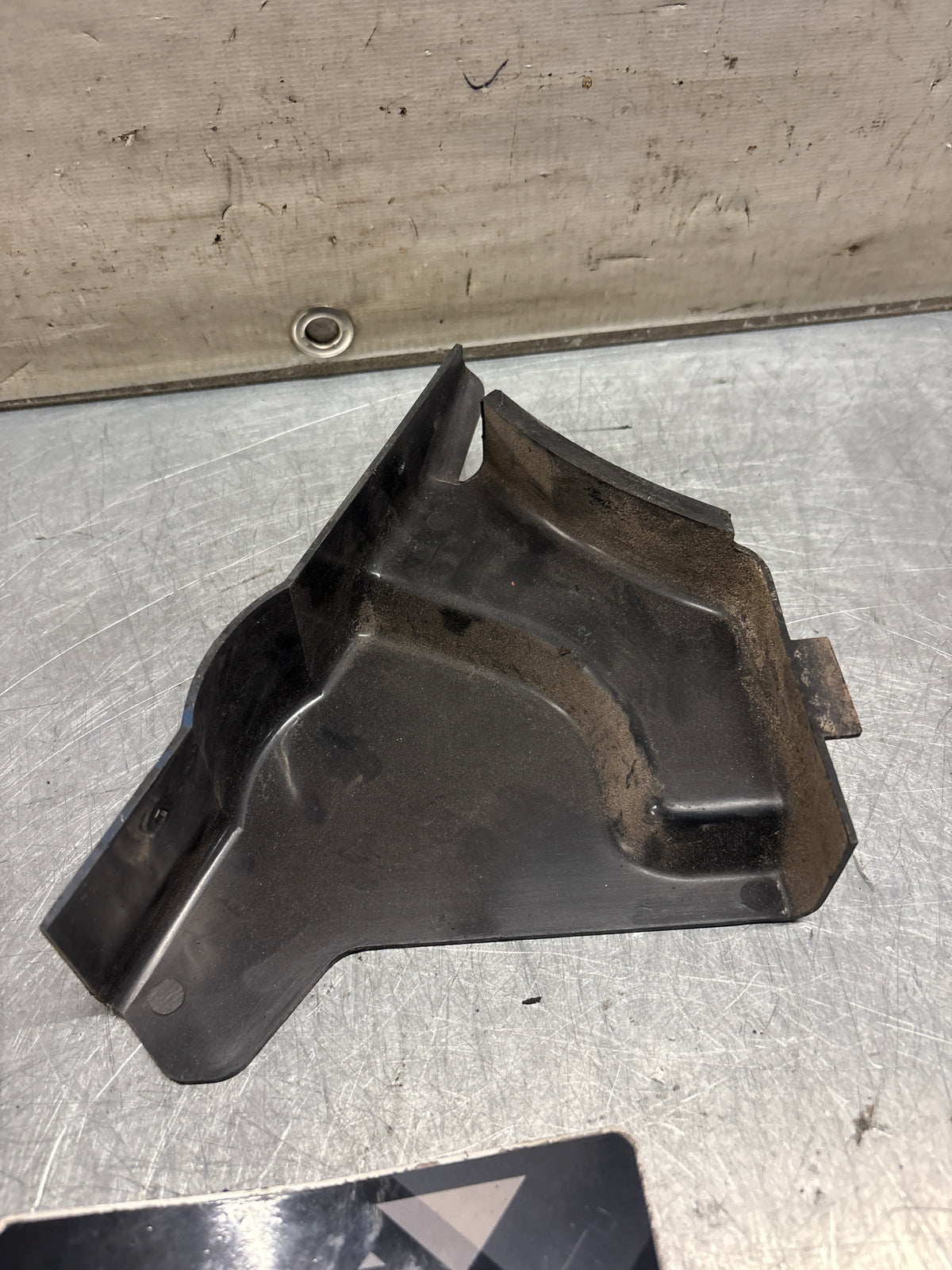 Porsche 914 headlight motor protective plate, left side, used 91475019510