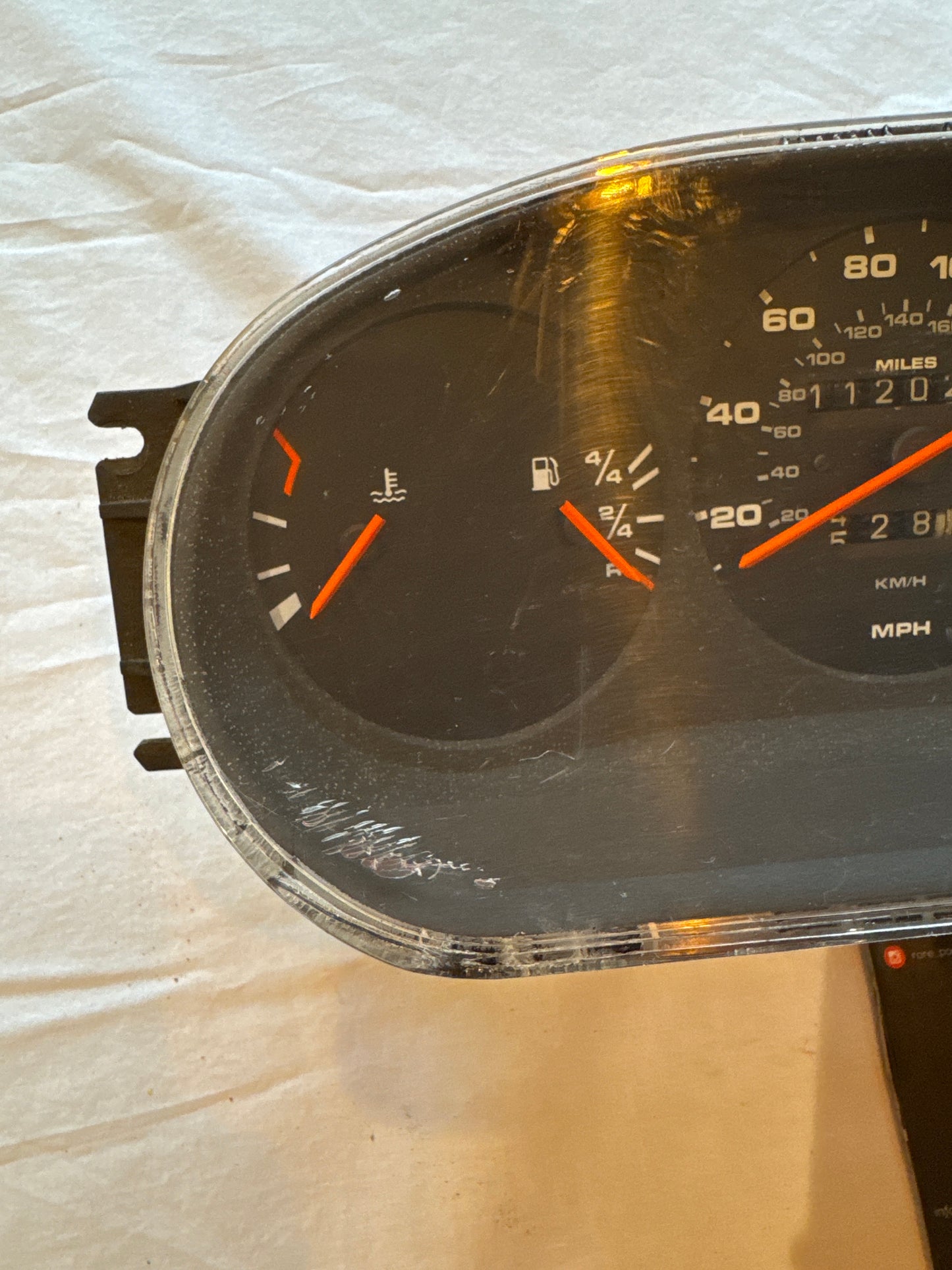 Porsche 944 dash clock binnacle pod speedometer, 94564131106 used 112027 miles