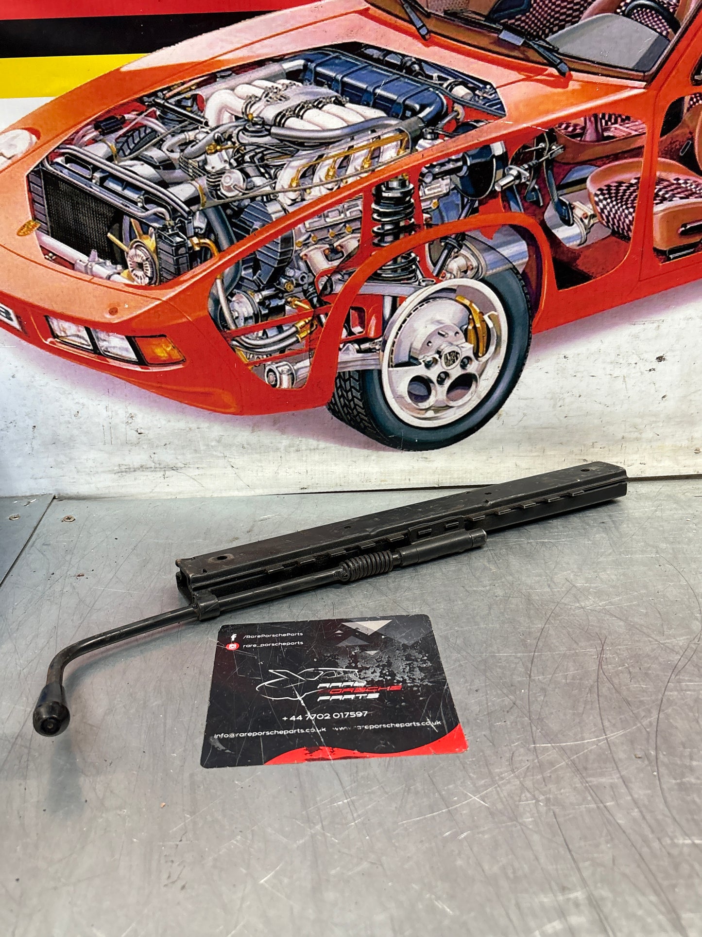 Porsche 924 944 911 left side seat runner with handle, used 92852148902