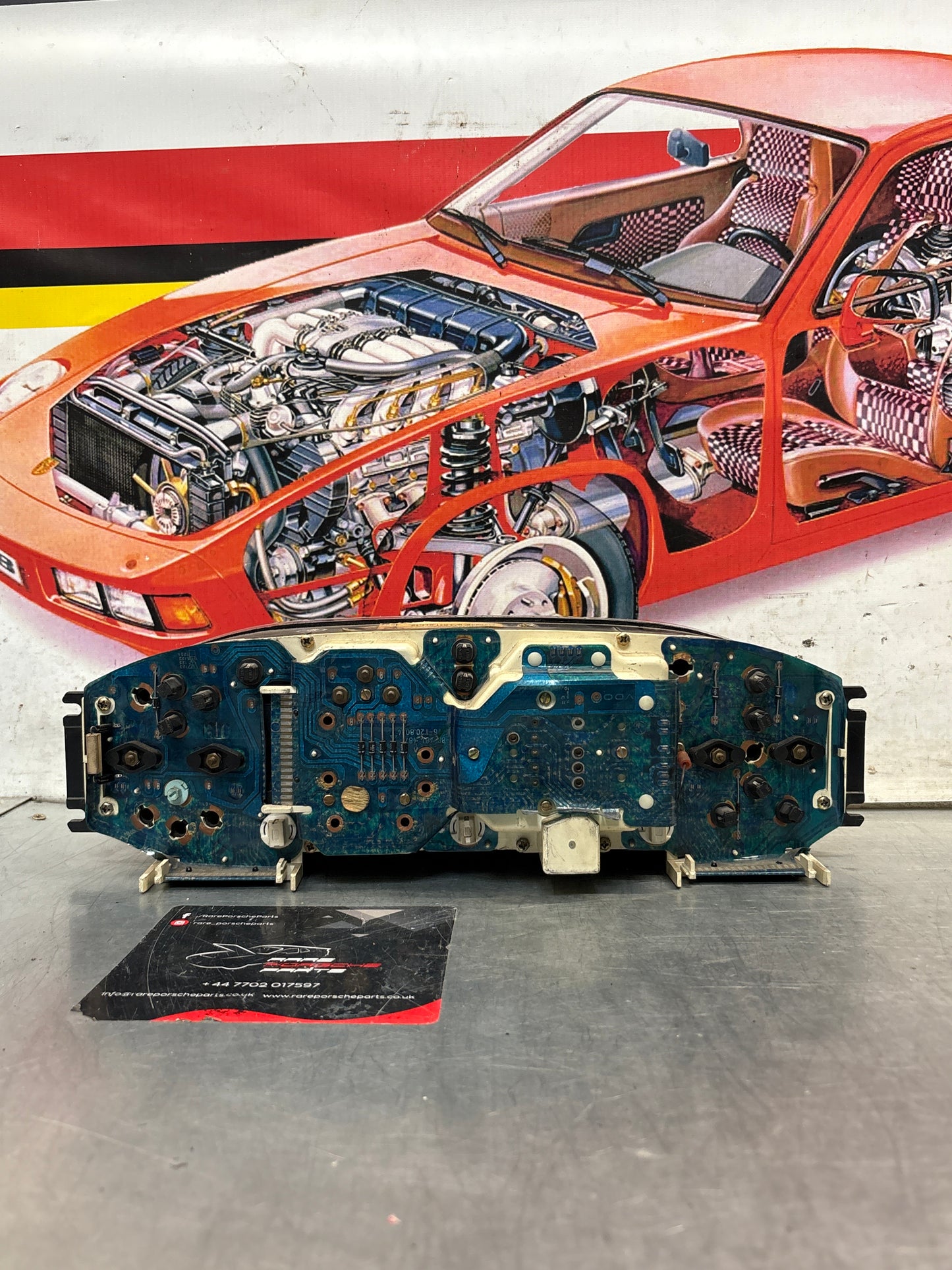 Porsche 944 dash clock binnacle pod speedometer, showing 103692 Km, used 94464131112