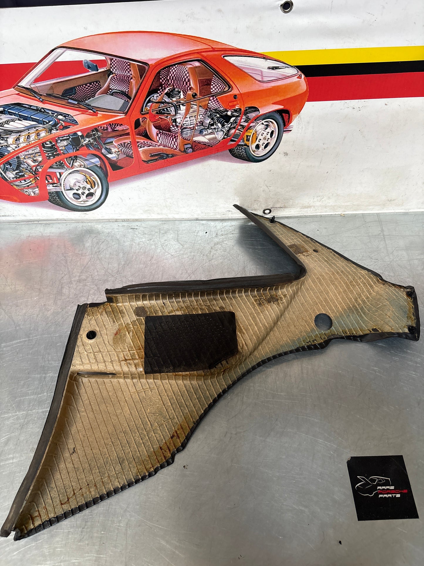 Porsche 944 924 black left rear interior C Post trim /card . Quarter panel trim used, 94455502101