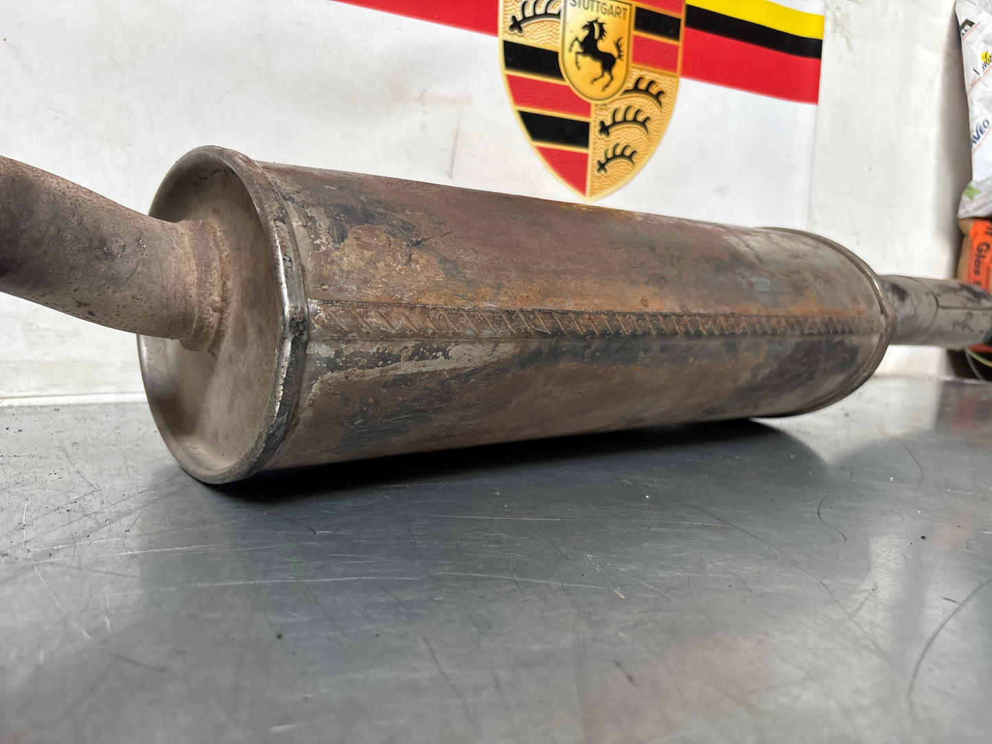 Porsche 924S / 944 2.5 N/A Bischoff exhaust system rear muffler, used 94411108301