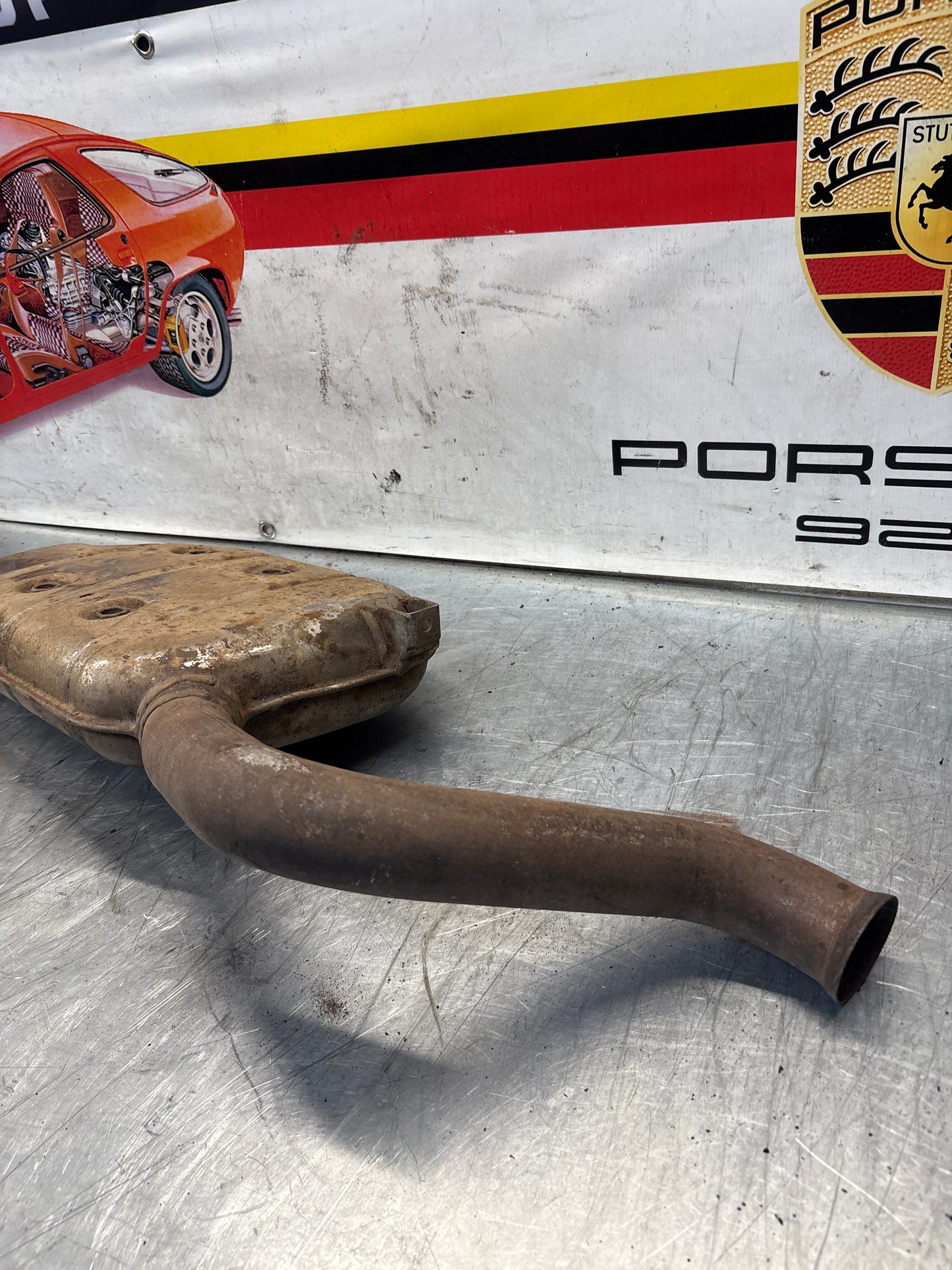 Porsche 928 Left side silencer, used 92811109304