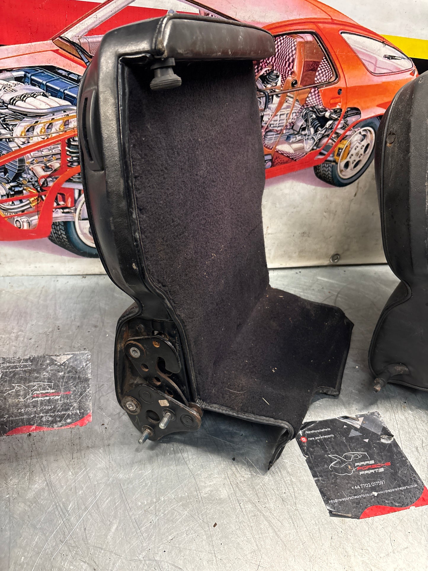 Porsche 928 black leather rear seat set, used