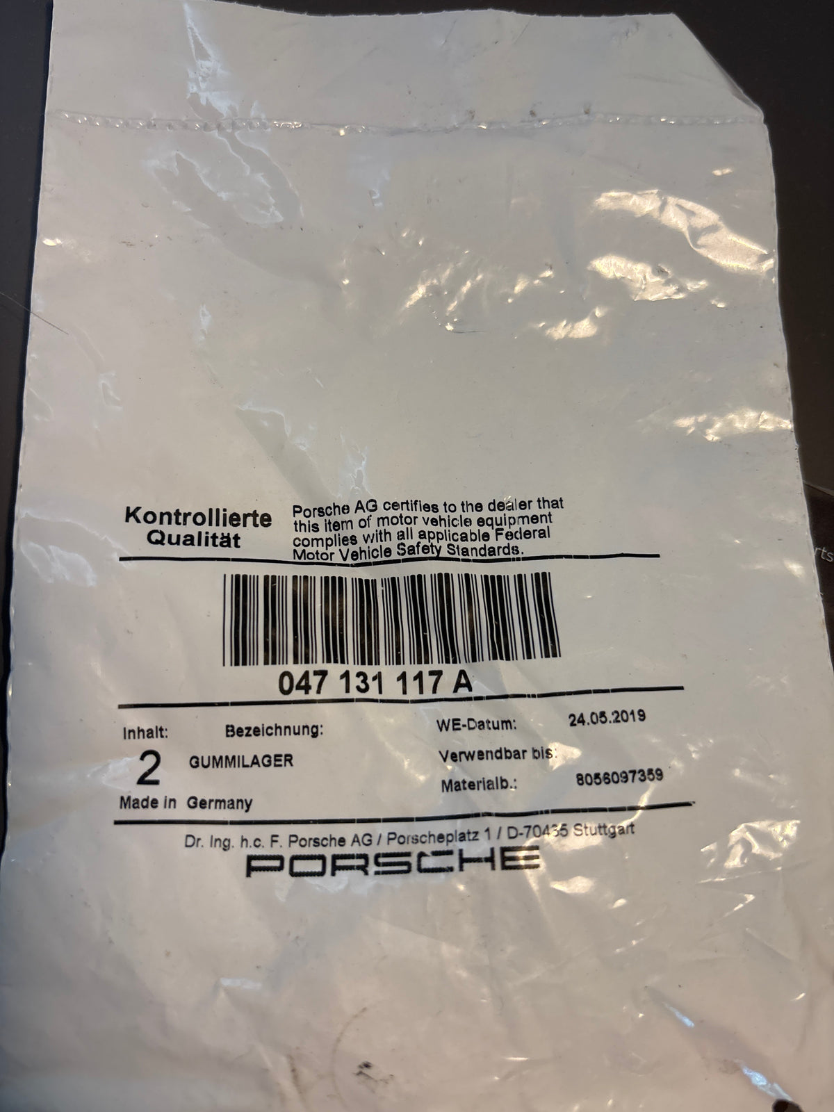 Porsche 924 2.0 N/A, Gummilagerbuchse für Lichtmaschine 047131117A