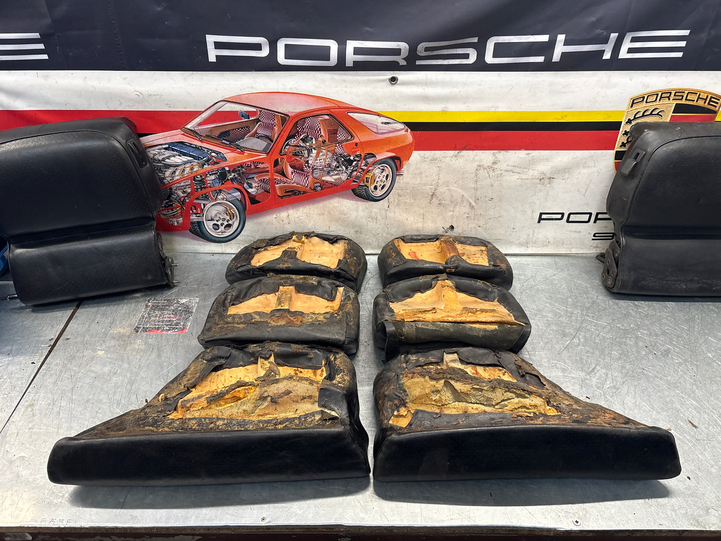 Porsche 928 black leather rear seat set, used