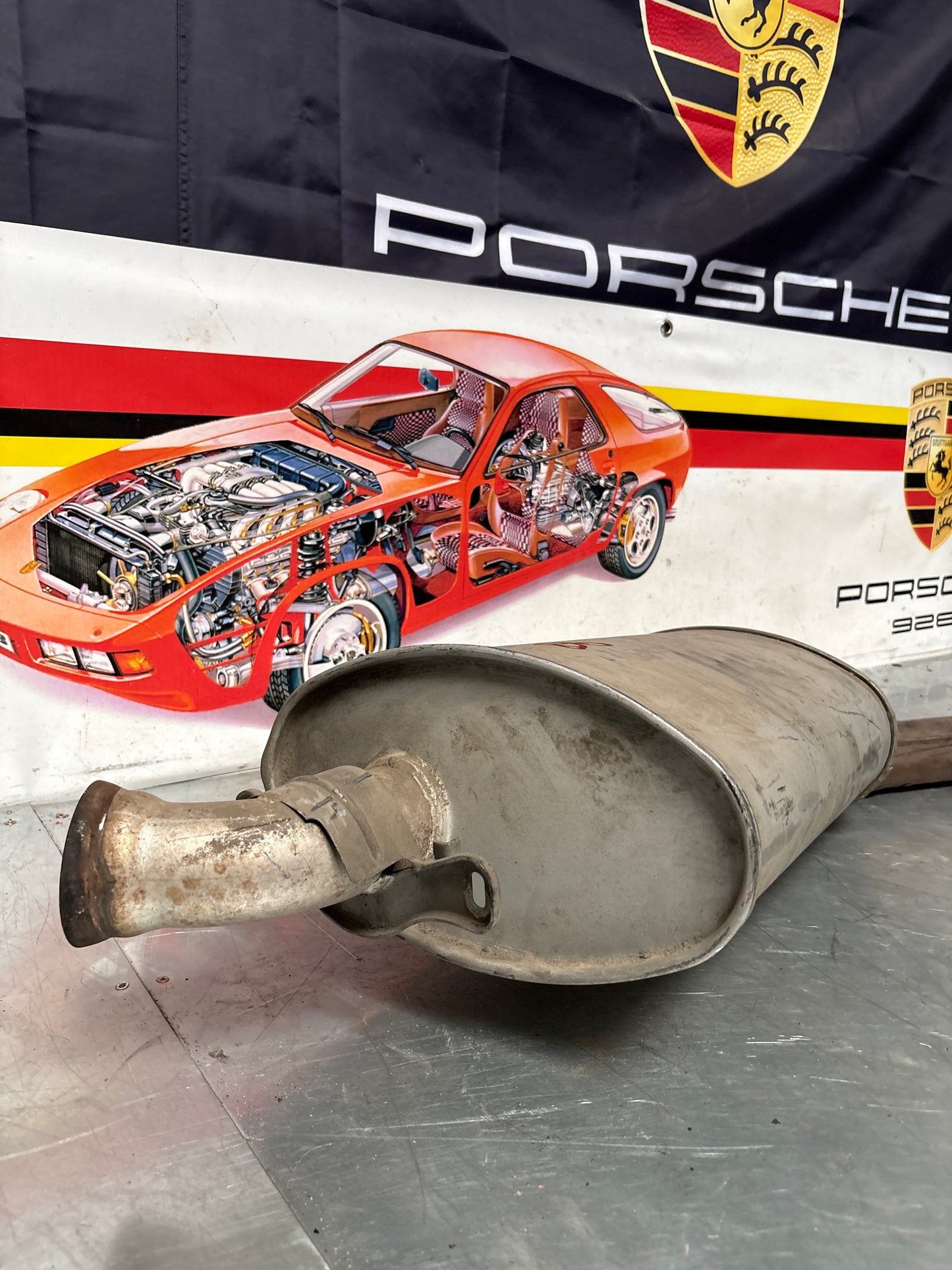 Porsche 968 exhaust system rear muffler, used 94411104111