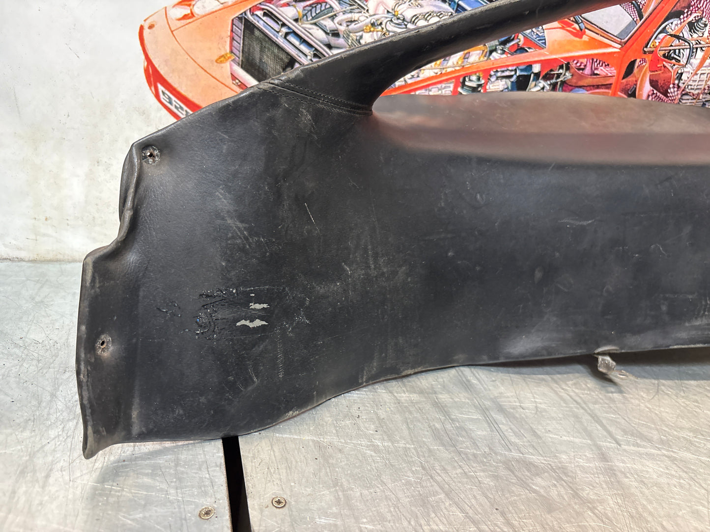 Porsche 928 early left side lower side trim panel, without loudspeaker, black used 92855502102
