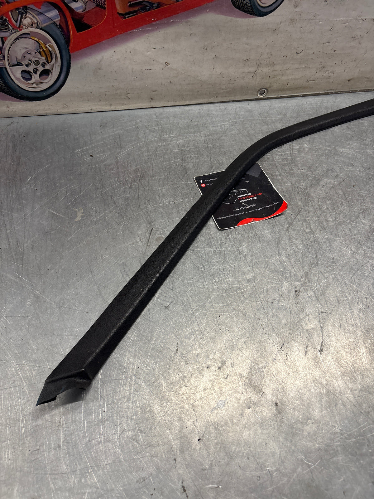 Porsche 928 right, off side door upper frame surround trim, black 92855502602, used