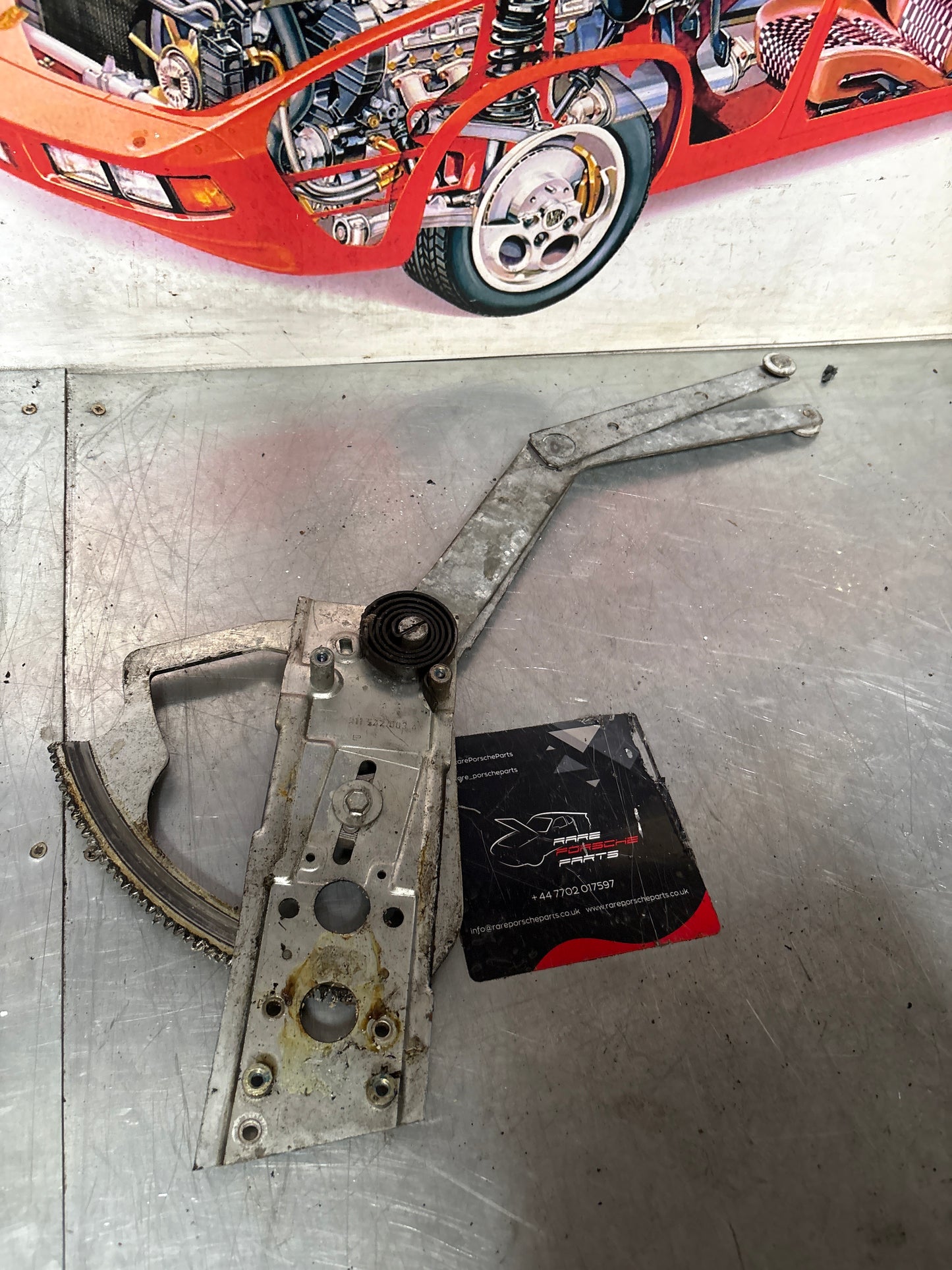 Porsche 911 964 Right side window regulator mechanism, used 91154200443