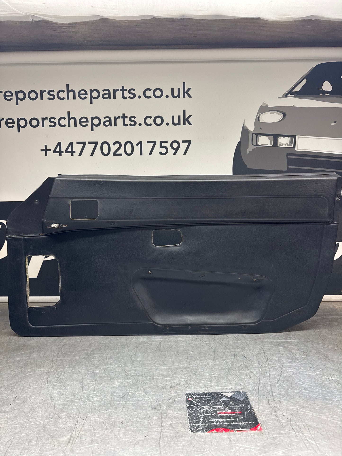 Porsche 924/944 early Porsche black door card used condition right side, Rhd, Fibreglass repaired. 478867012