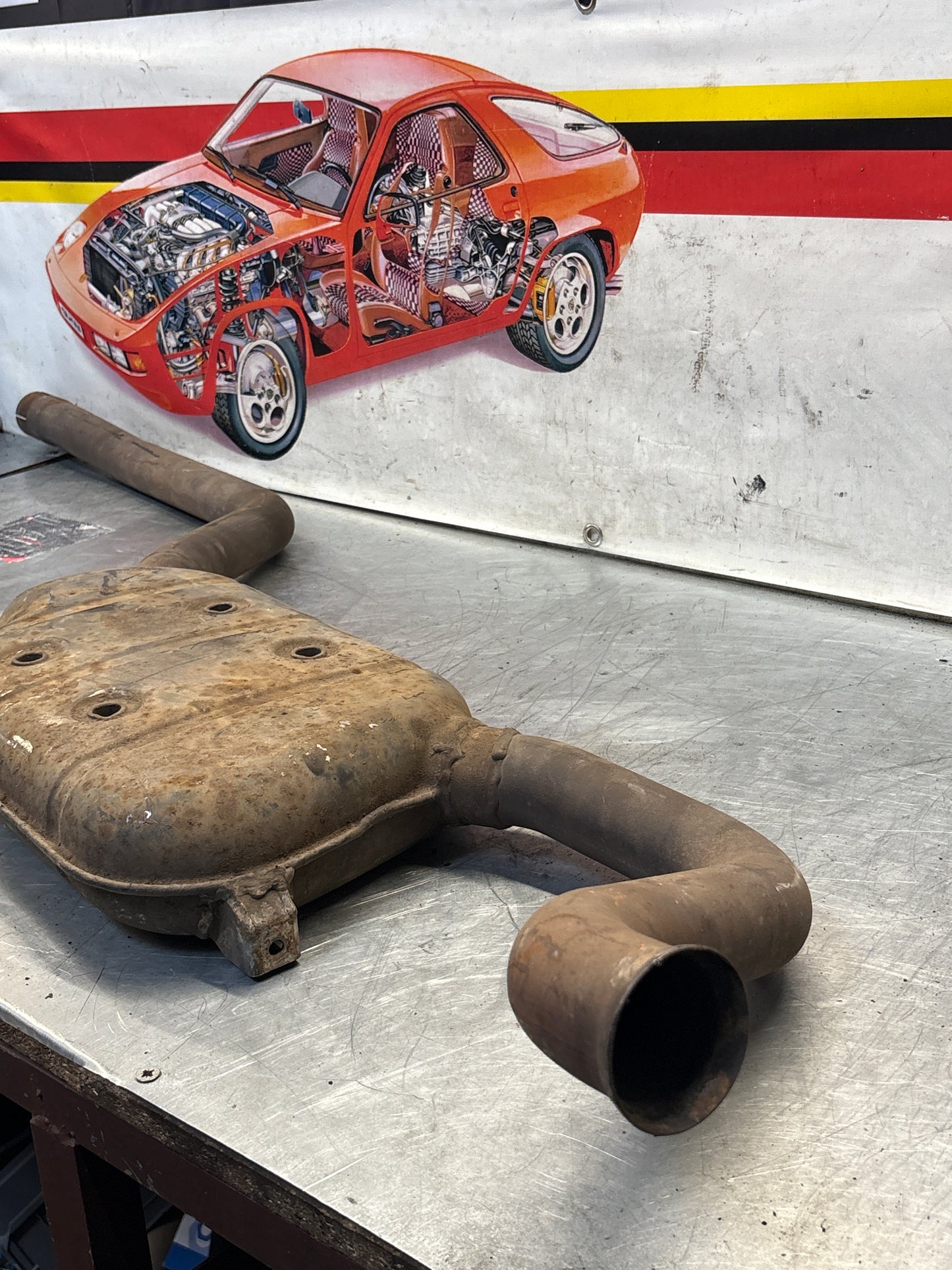 Porsche 928 Left side silencer, used 92811109301