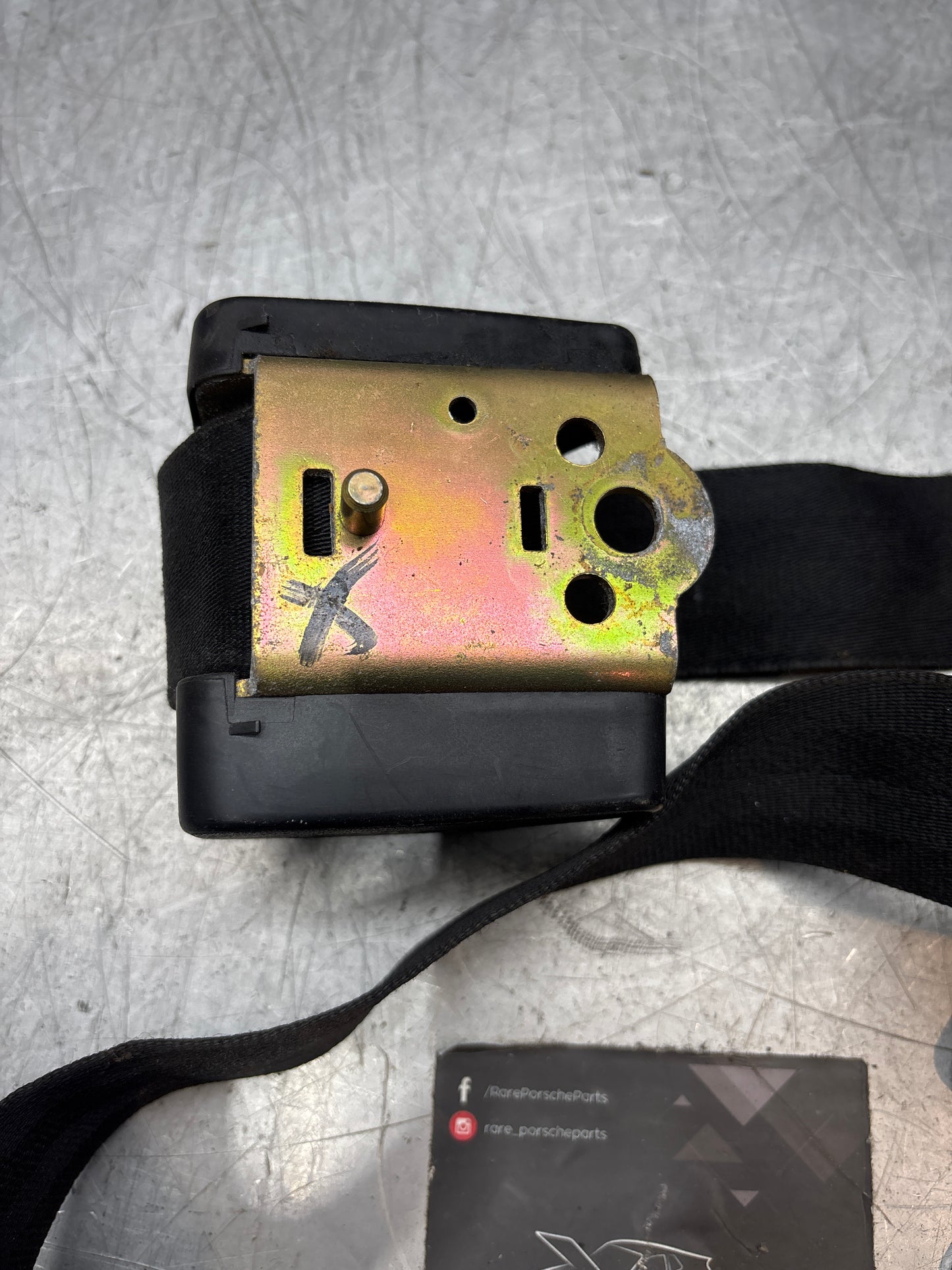 Porsche 924 944 right front seat belt, used 477857706E