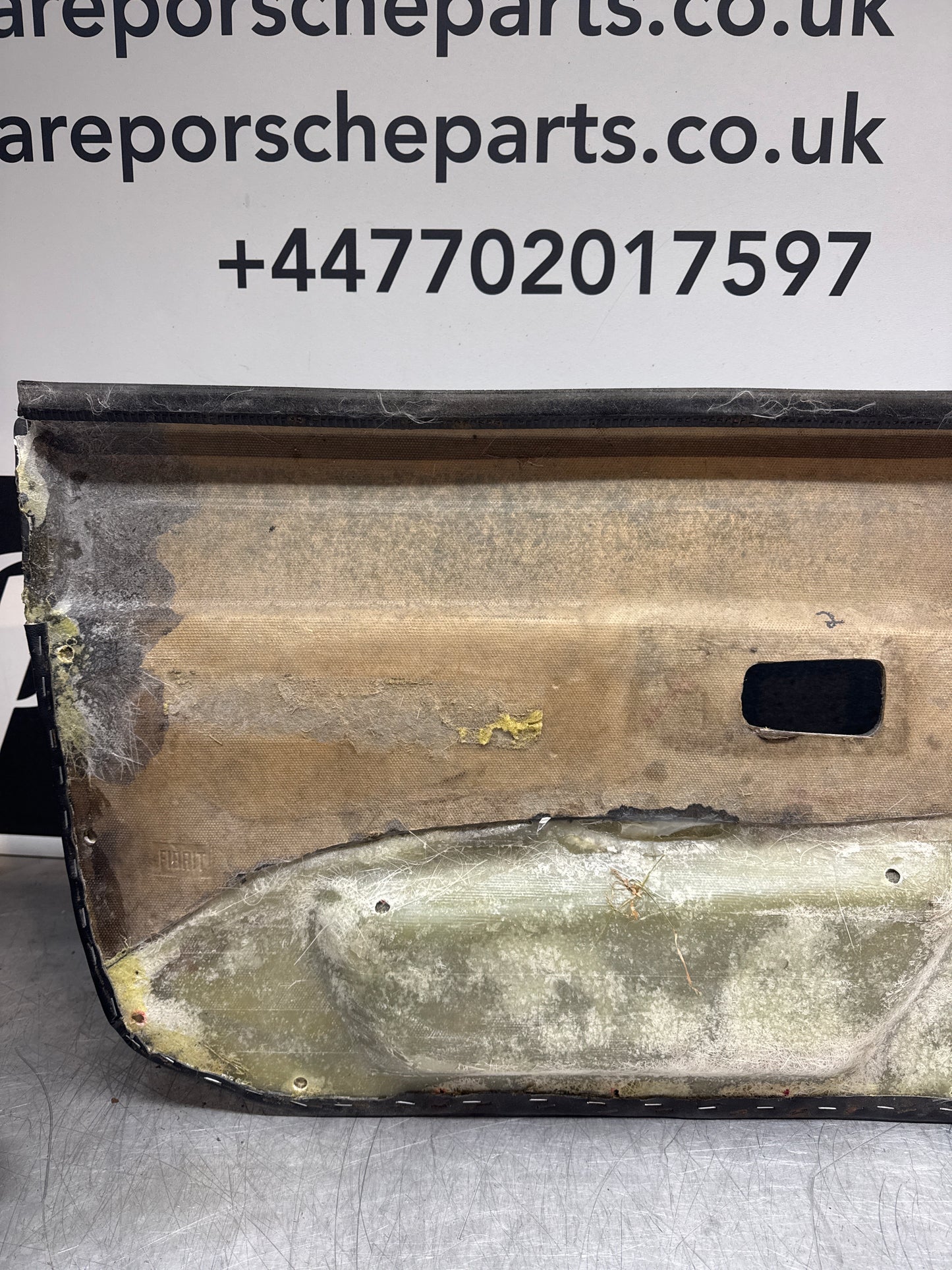 Porsche 924/944 early Porsche black door card used condition right side, Rhd, Fibreglass repaired. 478867012