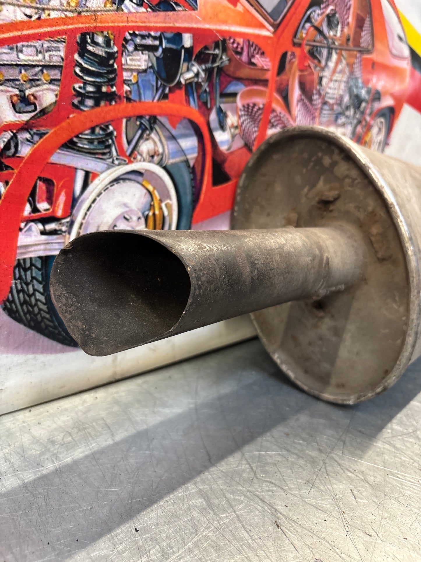 Porsche 924 rear muffler, used 477253127D