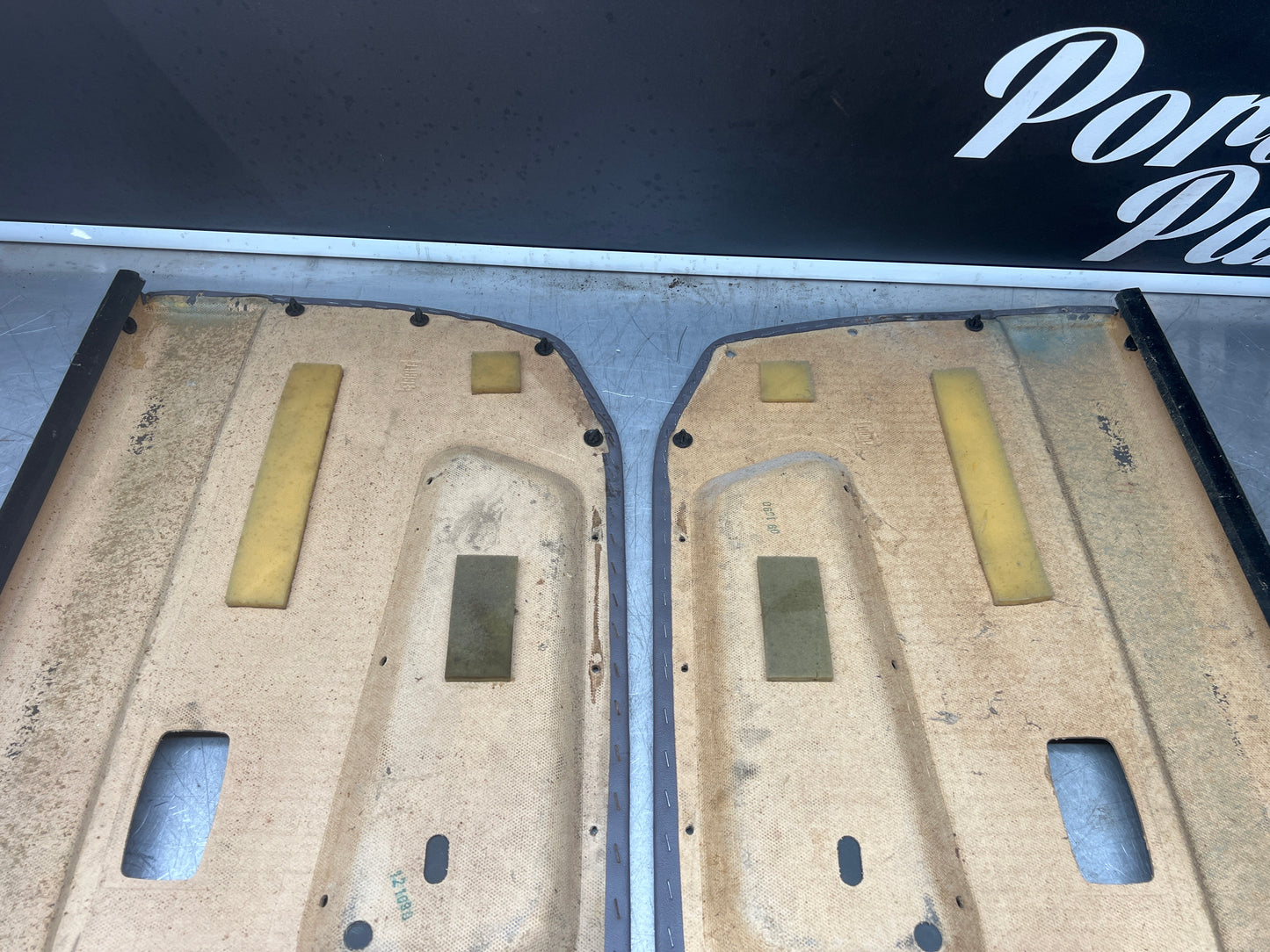 Porsche 944 85.5- pair of late UsedPorsche grey door cards, 94455501701 / 94455501801 used