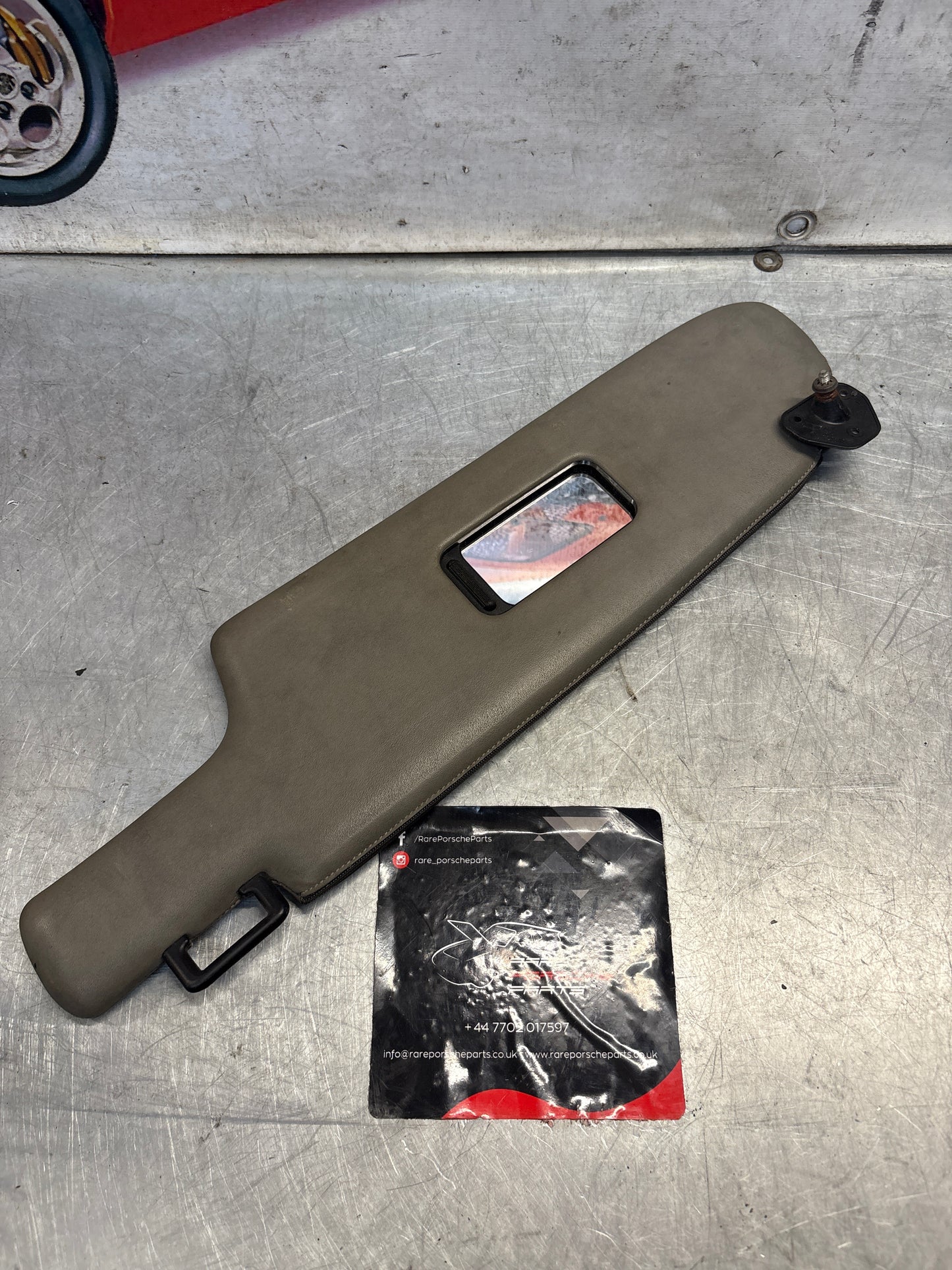 Porsche 928 grey sun visor with mirror, used, left 92873123702
