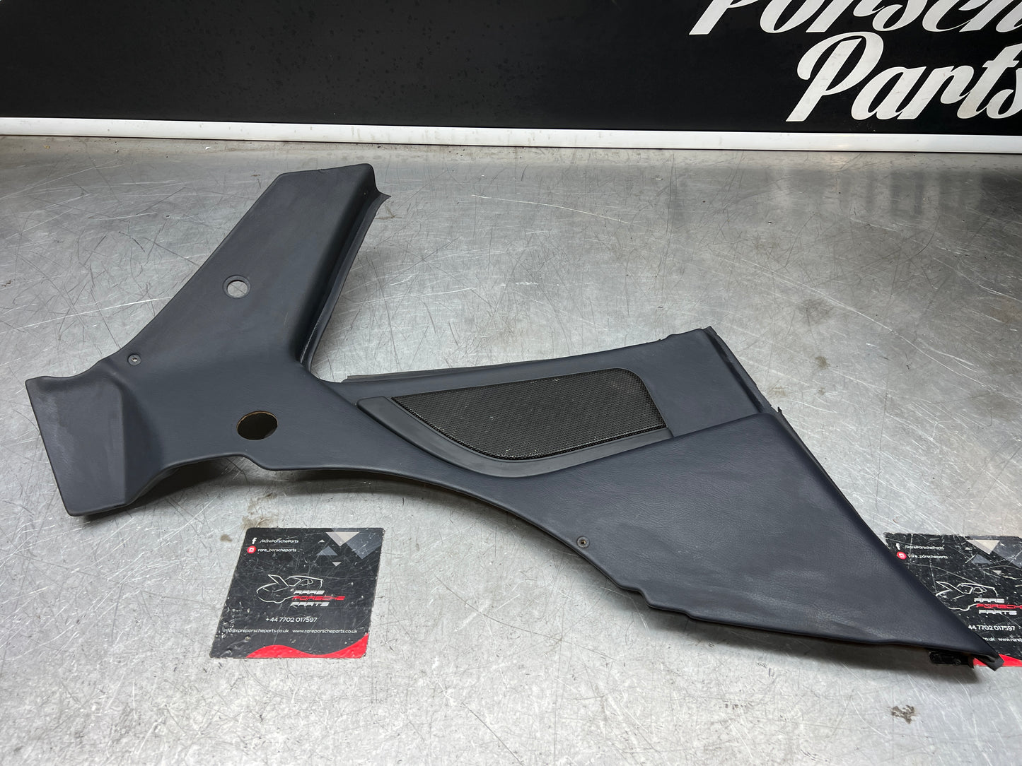 Porsche 944 Left Rear Quarter Trim Card, blue  - used 944555021 M490 sound pack