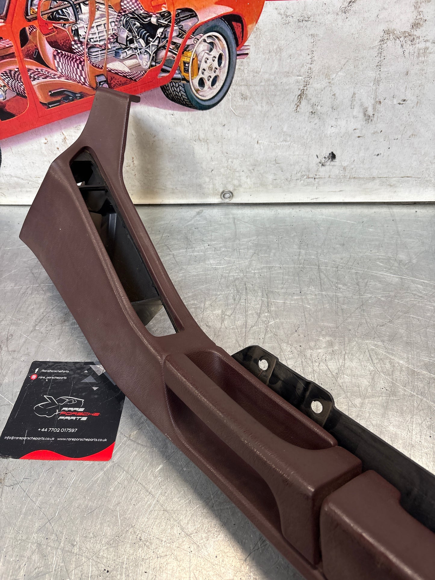 Porsche 928 burgundy door armrest, right, off side, 92855510203, used