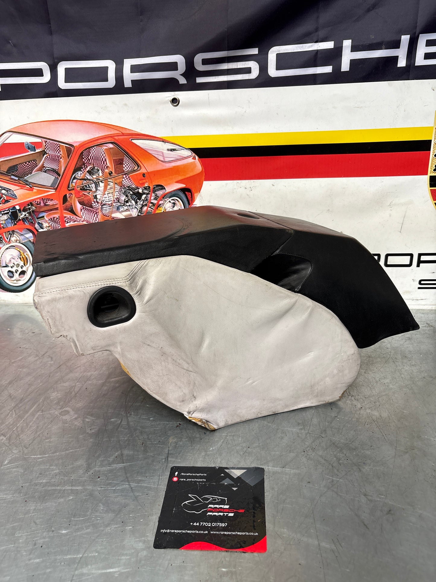 Porsche 928 S center console, rear armrest, black and white, no key 92852206757 used