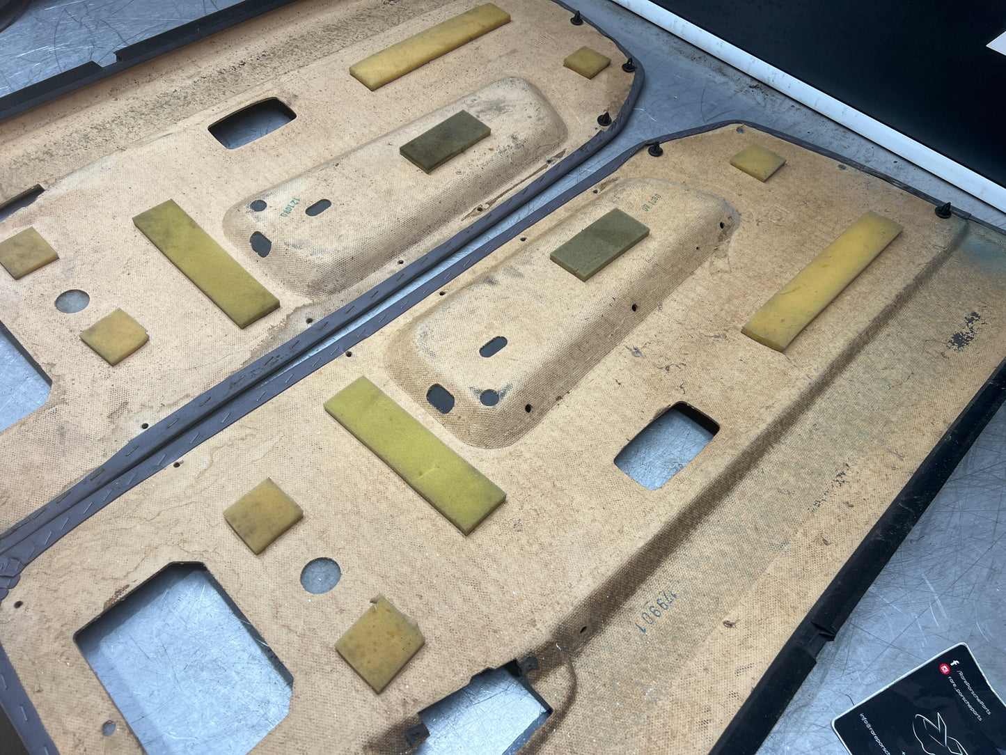 Porsche 944 85.5- pair of late UsedPorsche grey door cards, 94455501701 / 94455501801 used