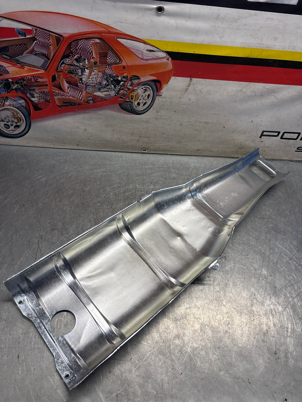 Porsche 928 heat protection plate, later type 92850449101, refurbished