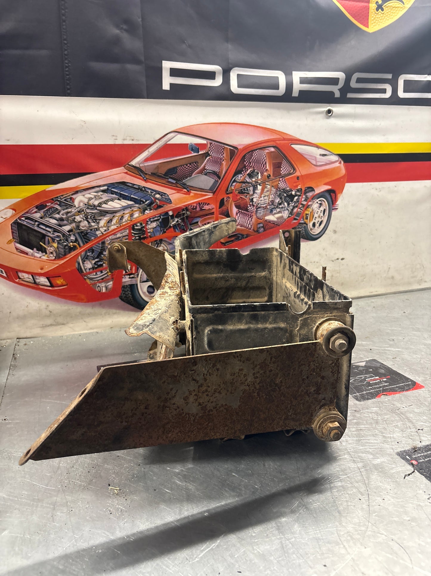 Porsche 928 battery tray, early type, -79 92850180502, used