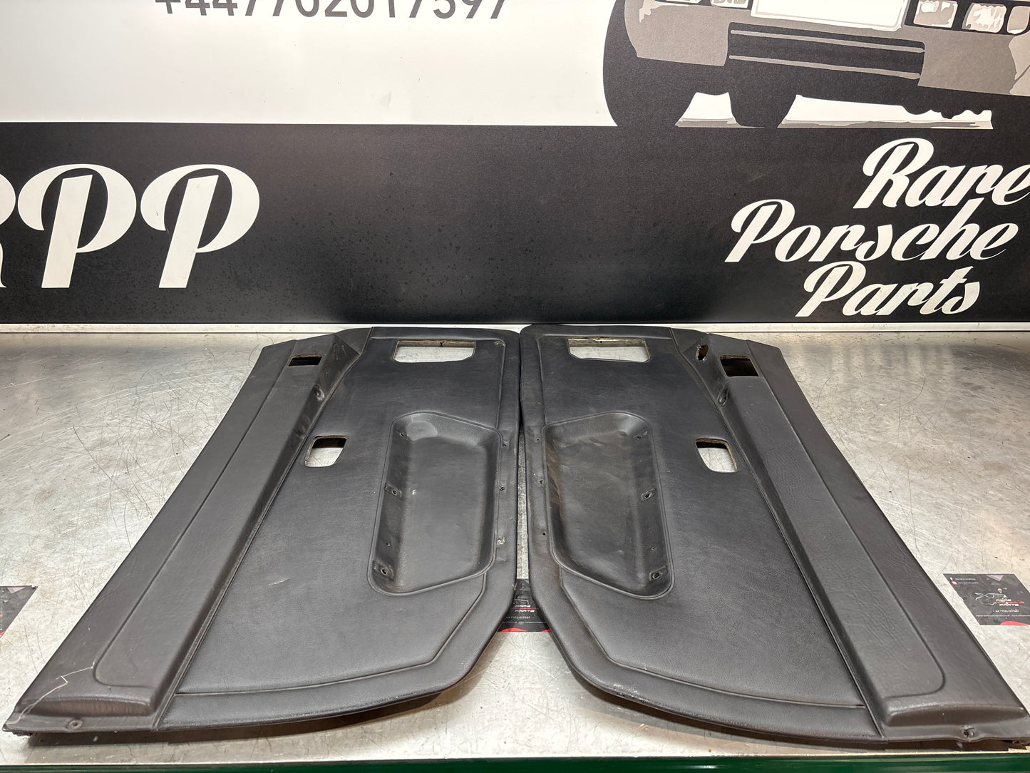 Porsche 924 944 -85.5 pair of Used RHD black door cards, 478867011 / 478867012