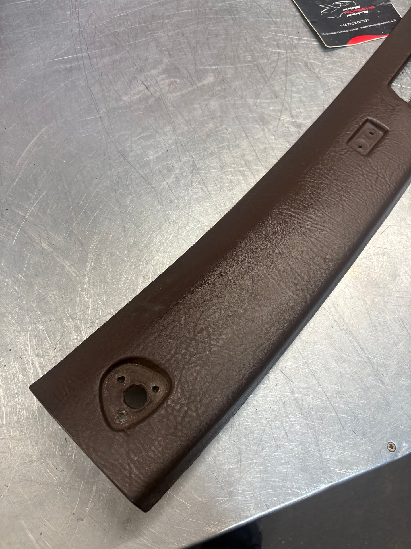 Porsche 924 944 -85.5 front roof / sun visor trim, brown 477867511, used