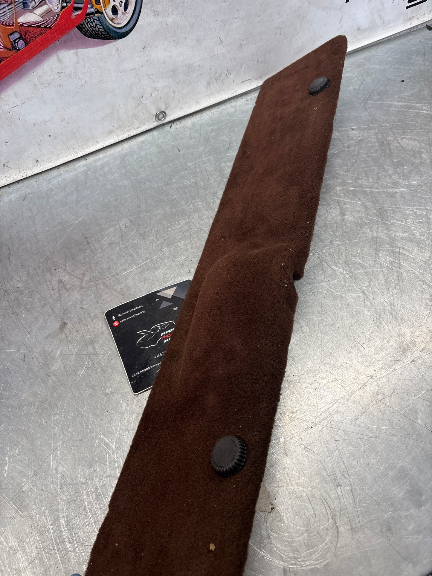 Porsche 928 brown carpeted Tool kit panel cover, used 92855118105